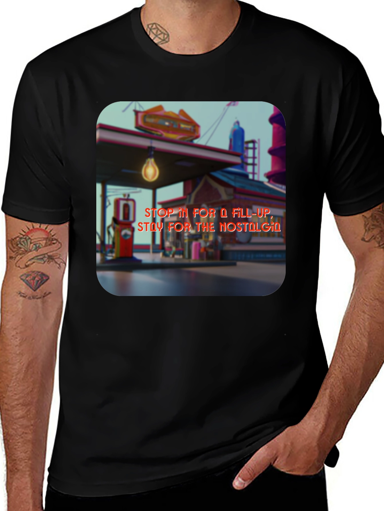 Variant 29 of Retro Gas Station T-Shirt - Nostalgic Design