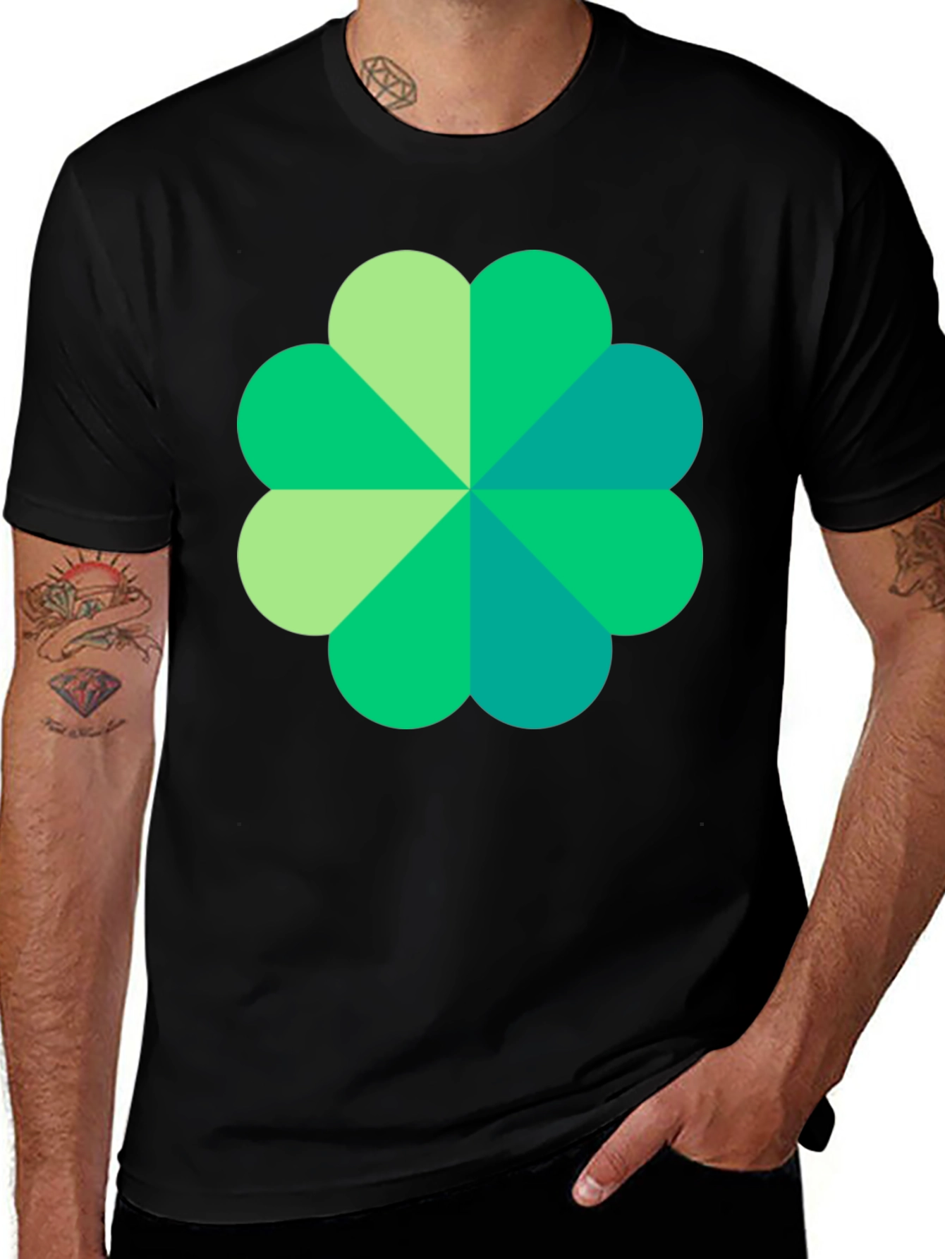 Variant 4 of Shamrock Graphic Black T-Shirt, Lucky Style
