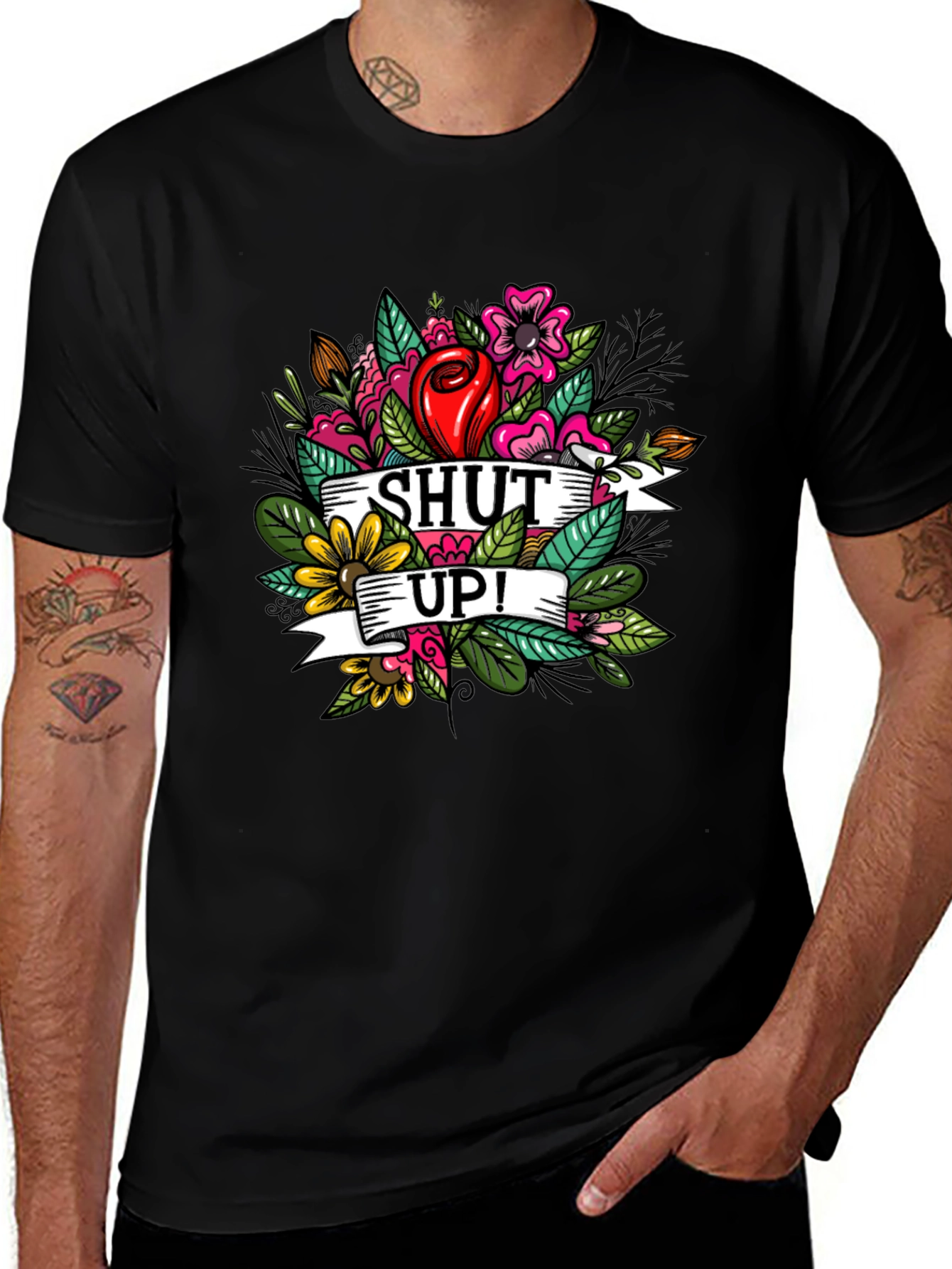 Variant 23 of Floral Shut Up! Graphic T-Shirt