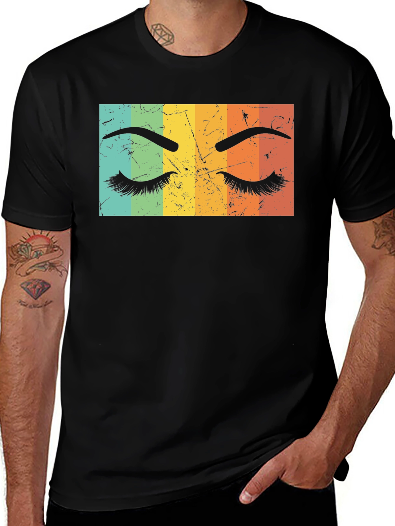 Retro Eyelash Graphic Black T-Shirt