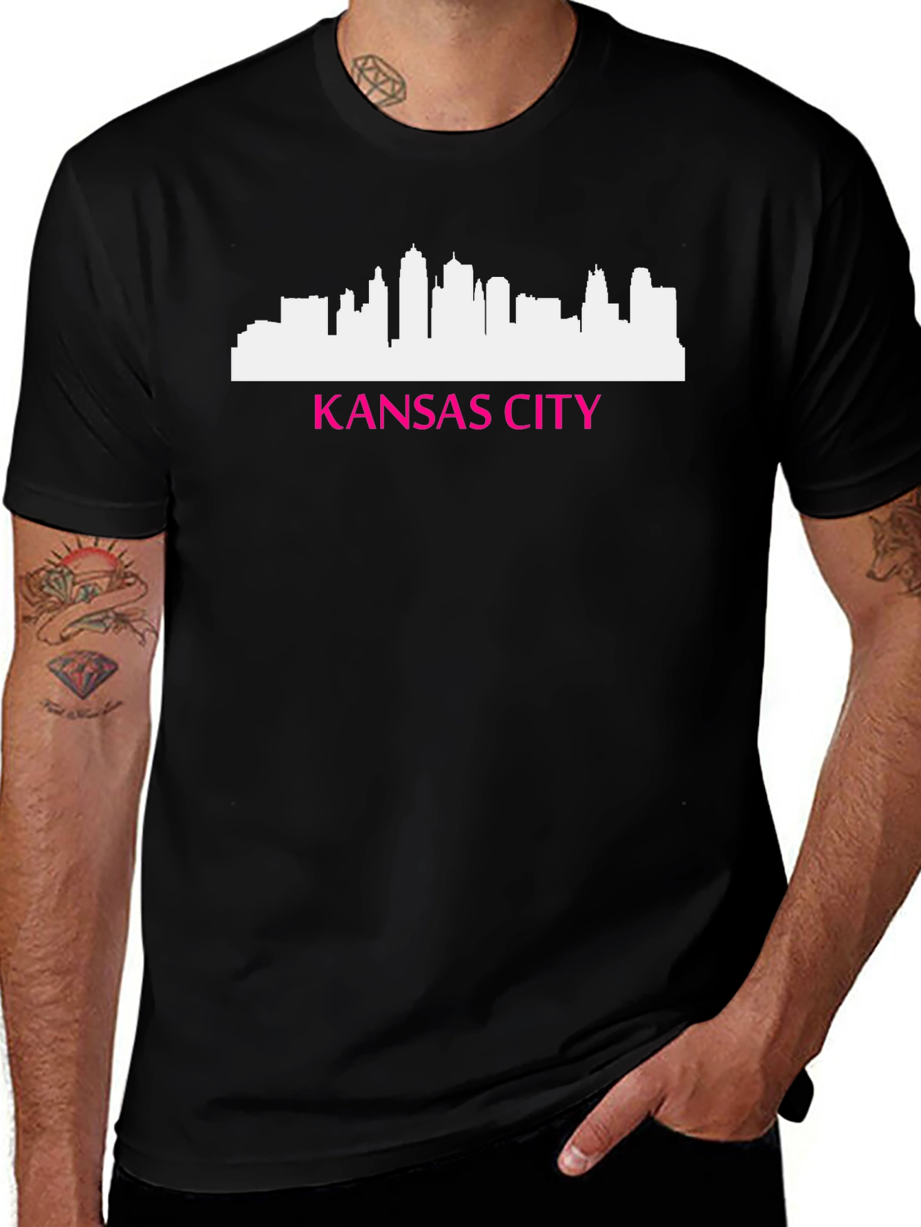 Variant 20 of Kansas City Skyline Graphic Tee - Men's Black T-Shirt
