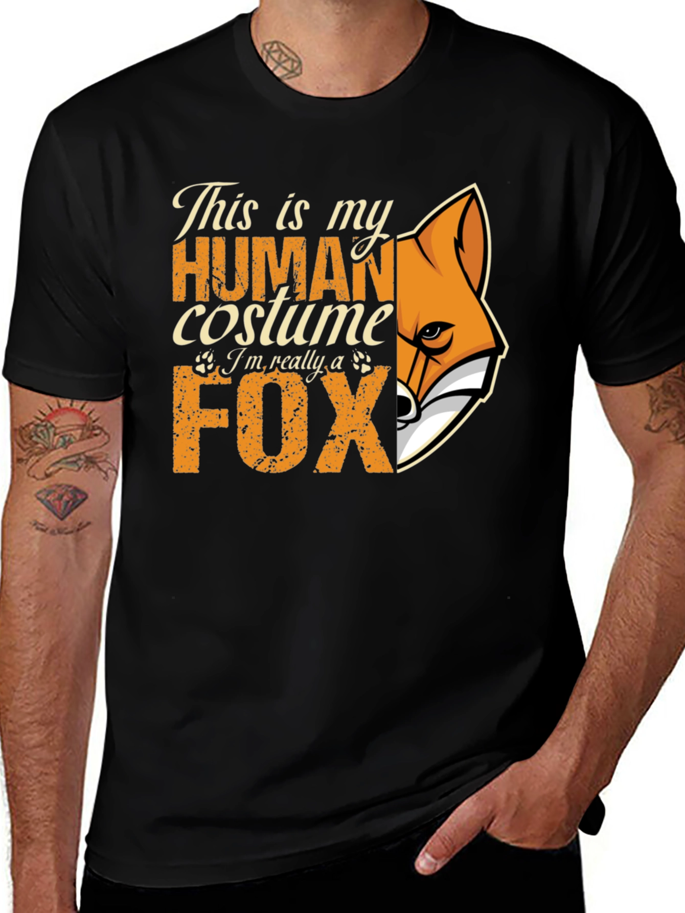 Variant 16 of Human Costume Fox Graphic T-Shirt - Novelty Tee
