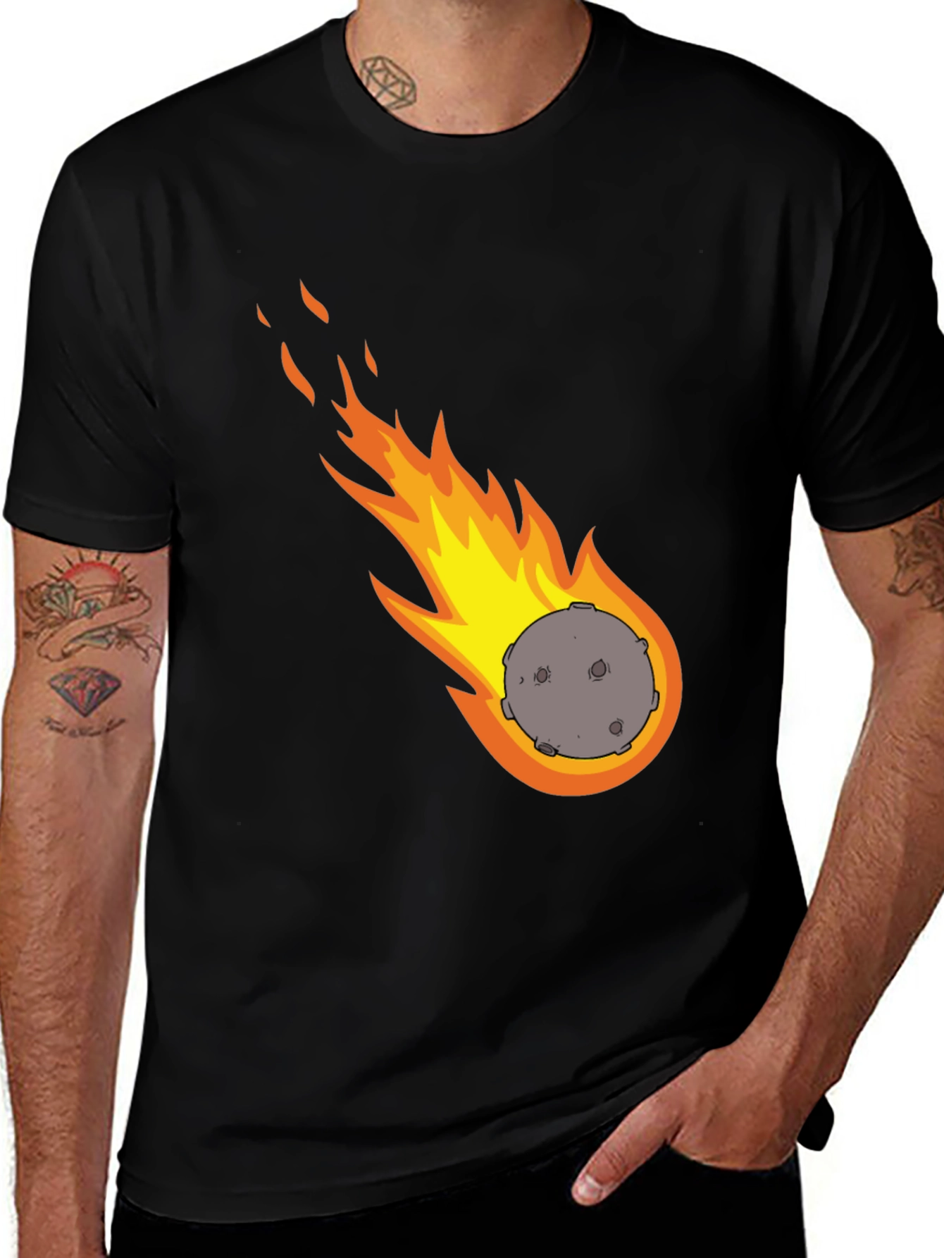 Variant 16 of Comet Graphic Tee - Black Cotton T-Shirt