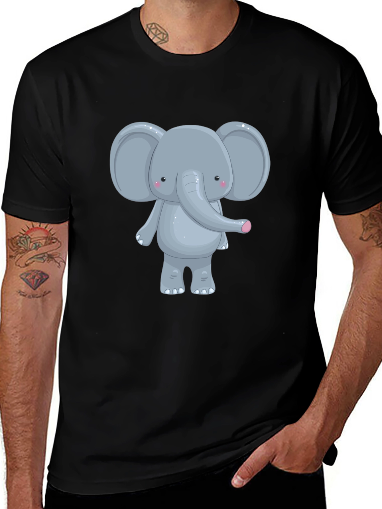 Variant 26 of Cute Elephant Graphic Tee - Unisex Black T-Shirt