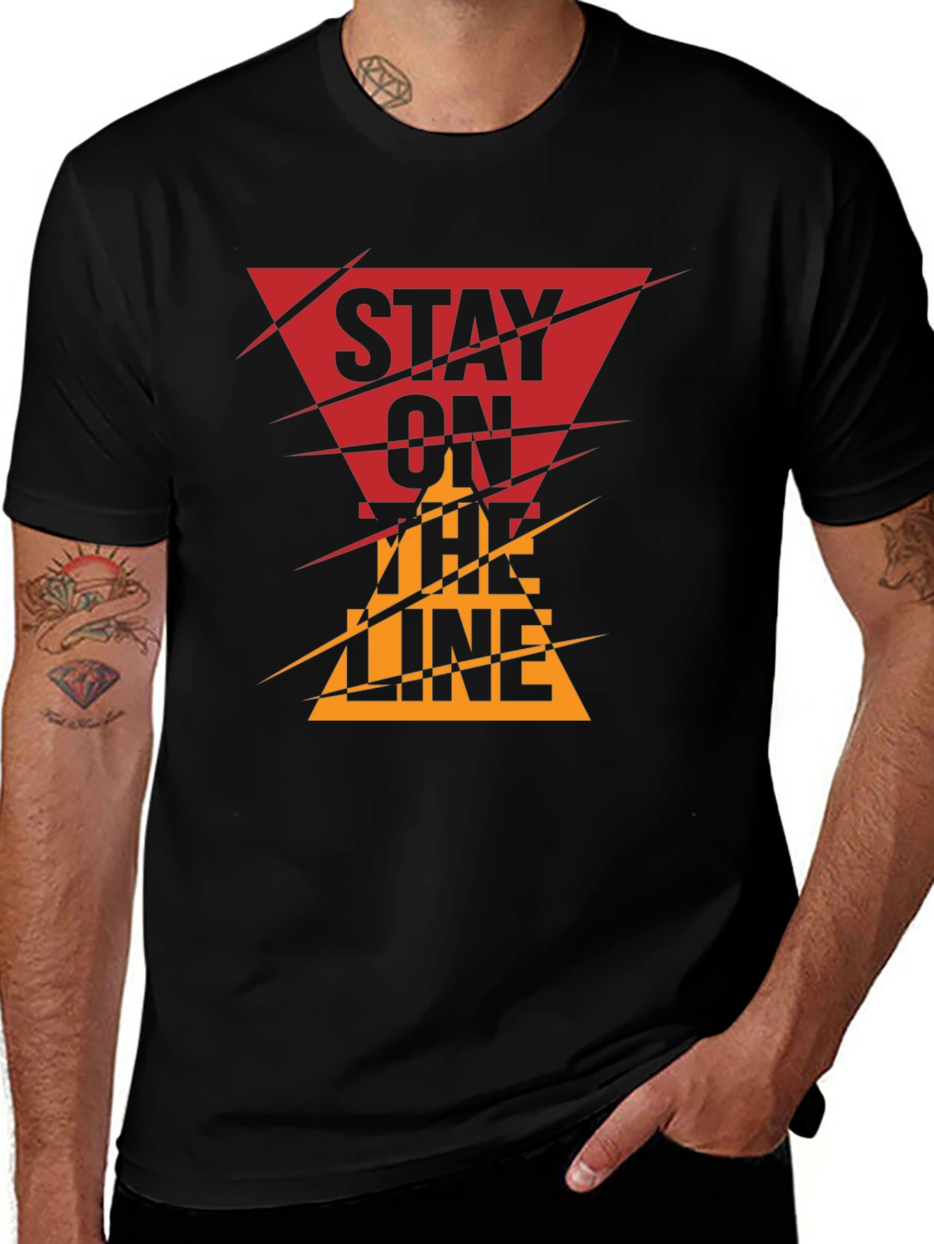 Variant 22 of Stay On The Line Graphic Tee - Modern Geometric Design