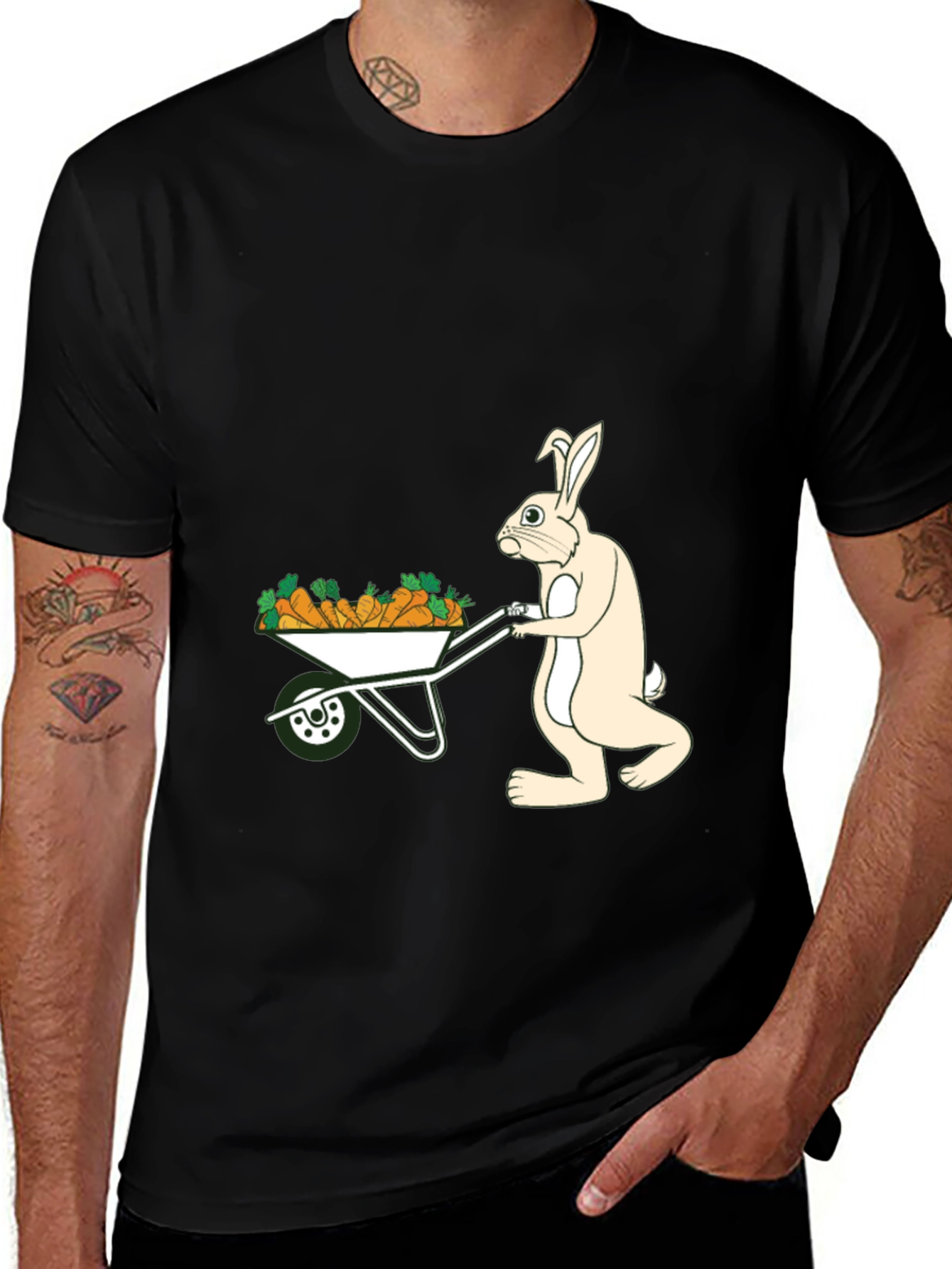 Variant 17 of Bunny Carrot Wheelbarrow T-Shirt