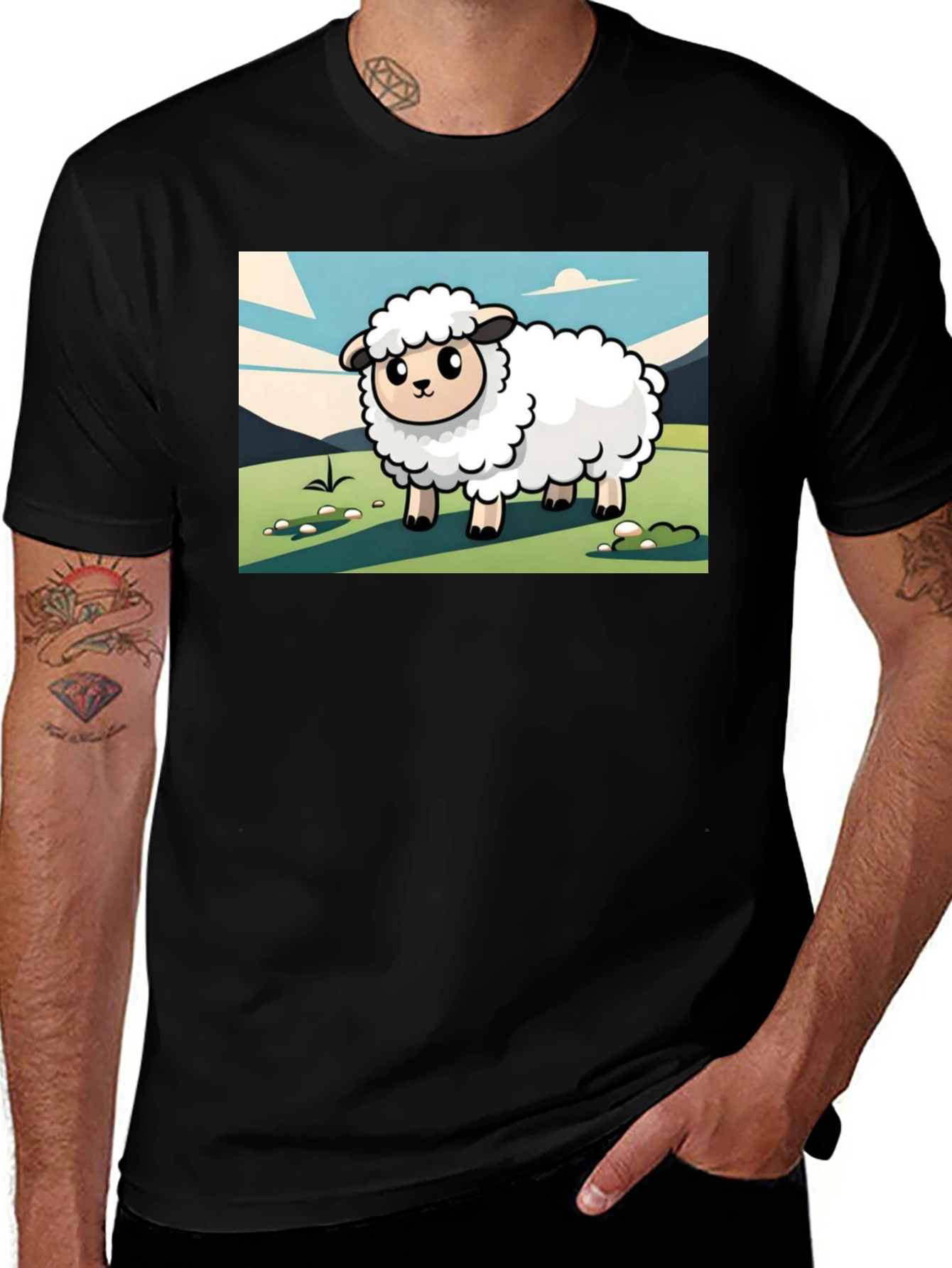 Variant 23 of Cartoon Sheep Graphic T-Shirt