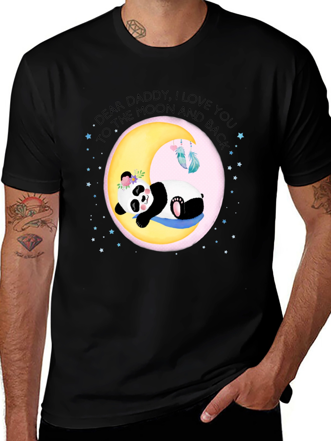 Black Dear Daddy Panda Moon Graphic Tee main image