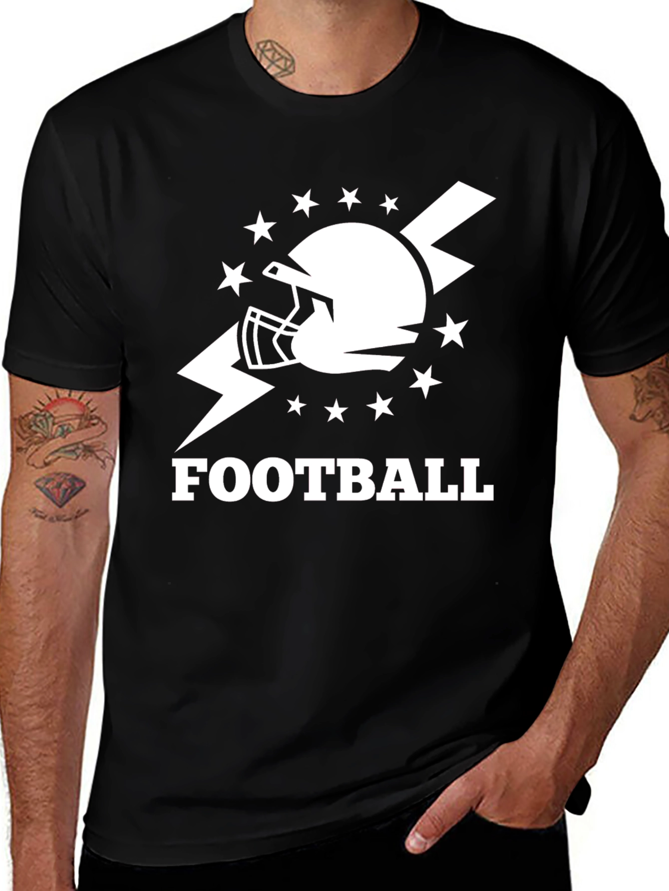 Variant 22 of Football Helmet Graphic Tee - Black