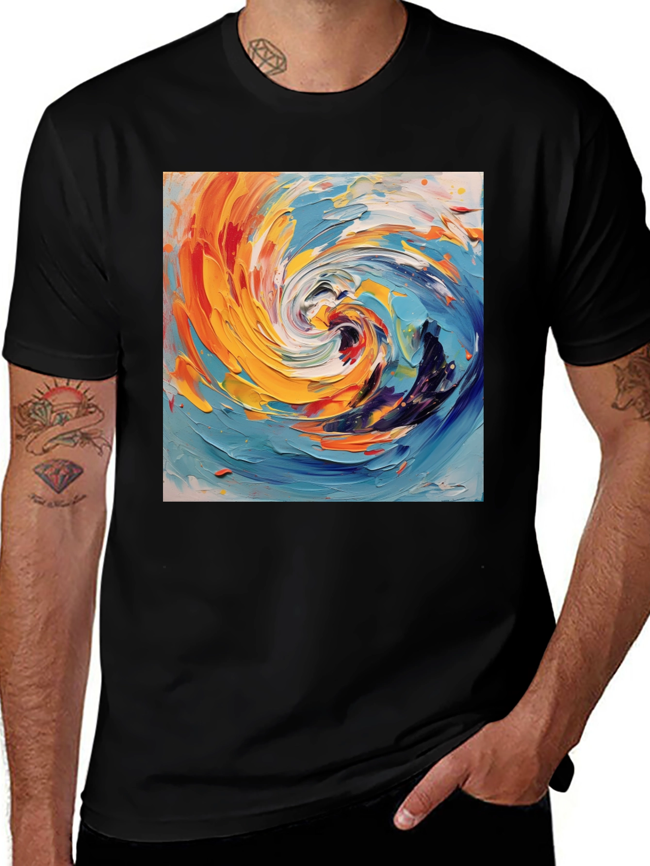 Variant 13 of Abstract Swirl Art Black T-Shirt