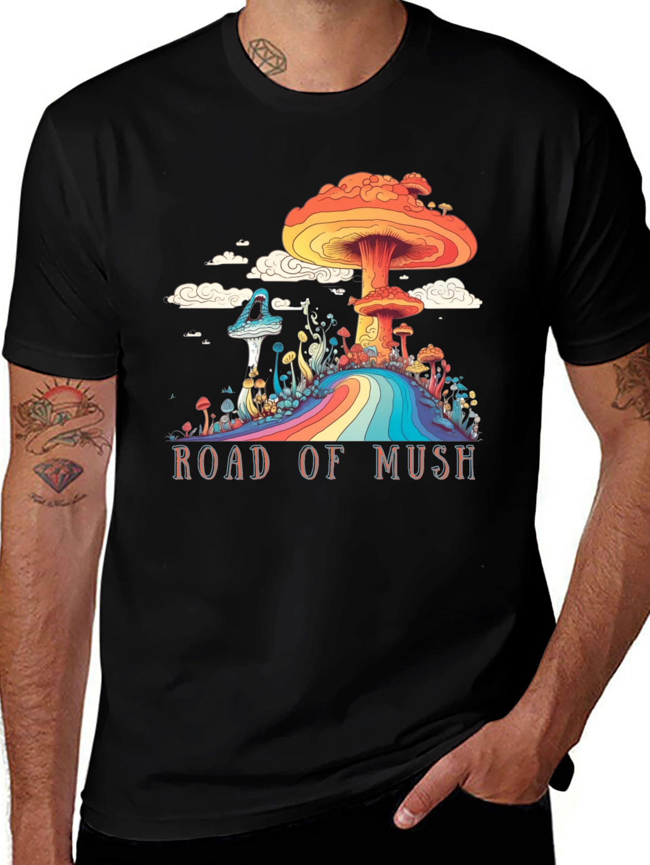 Variant 9 of Road of Mush T-Shirt - Psychedelic Mushroom Design