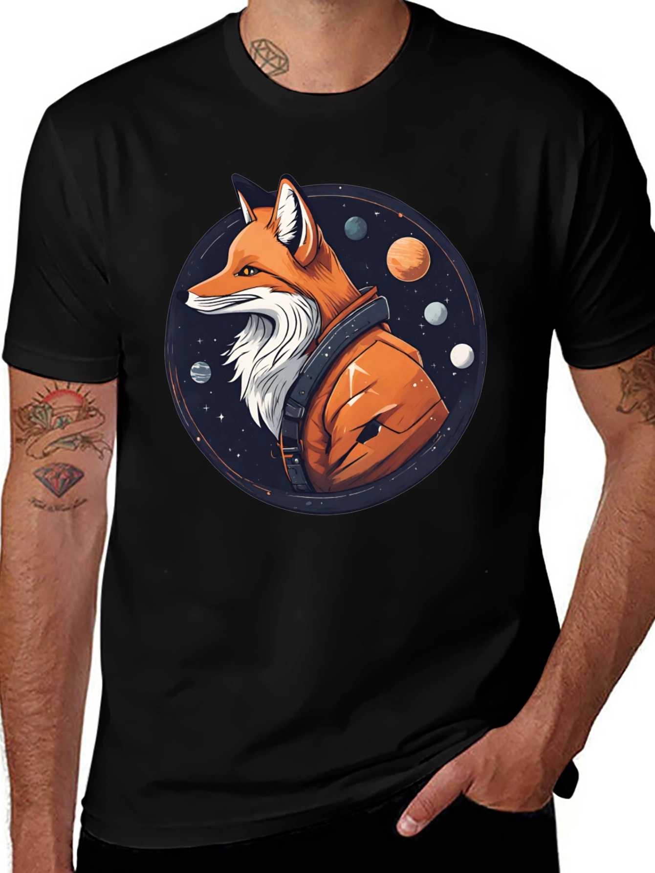 Variant 7 of Fox in Space T-Shirt - Premium Cotton Graphic Tee