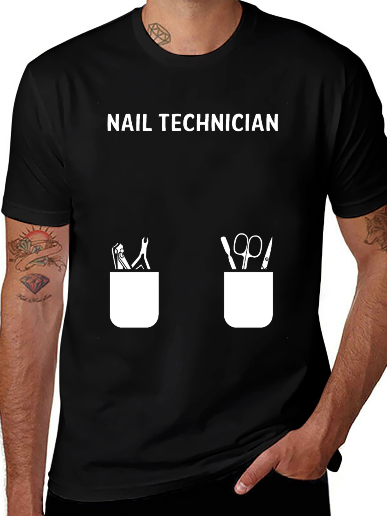 Nail Technician Tool Pocket T-Shirt - Black