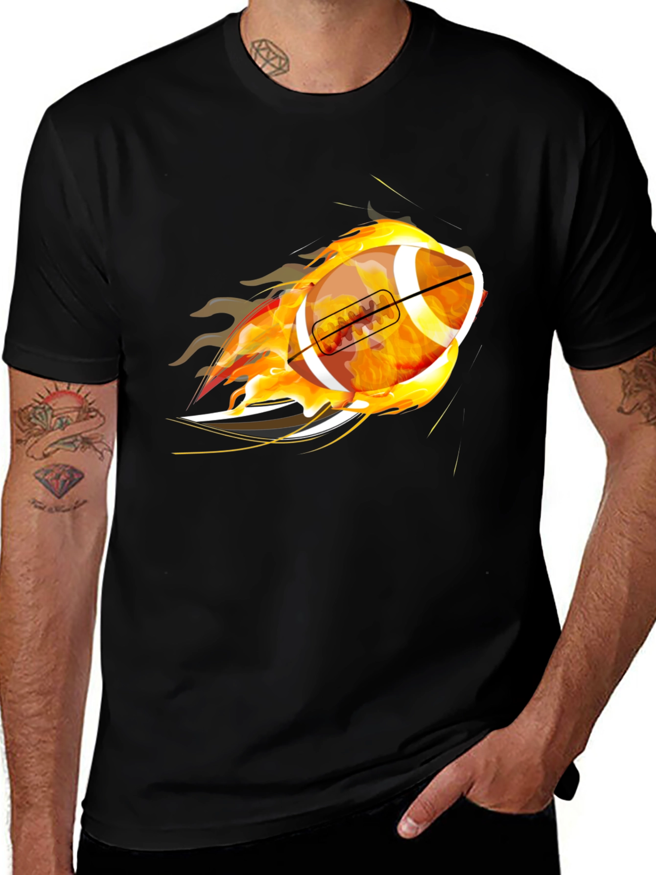Variant 3 of Flaming Football Graphic T-Shirt