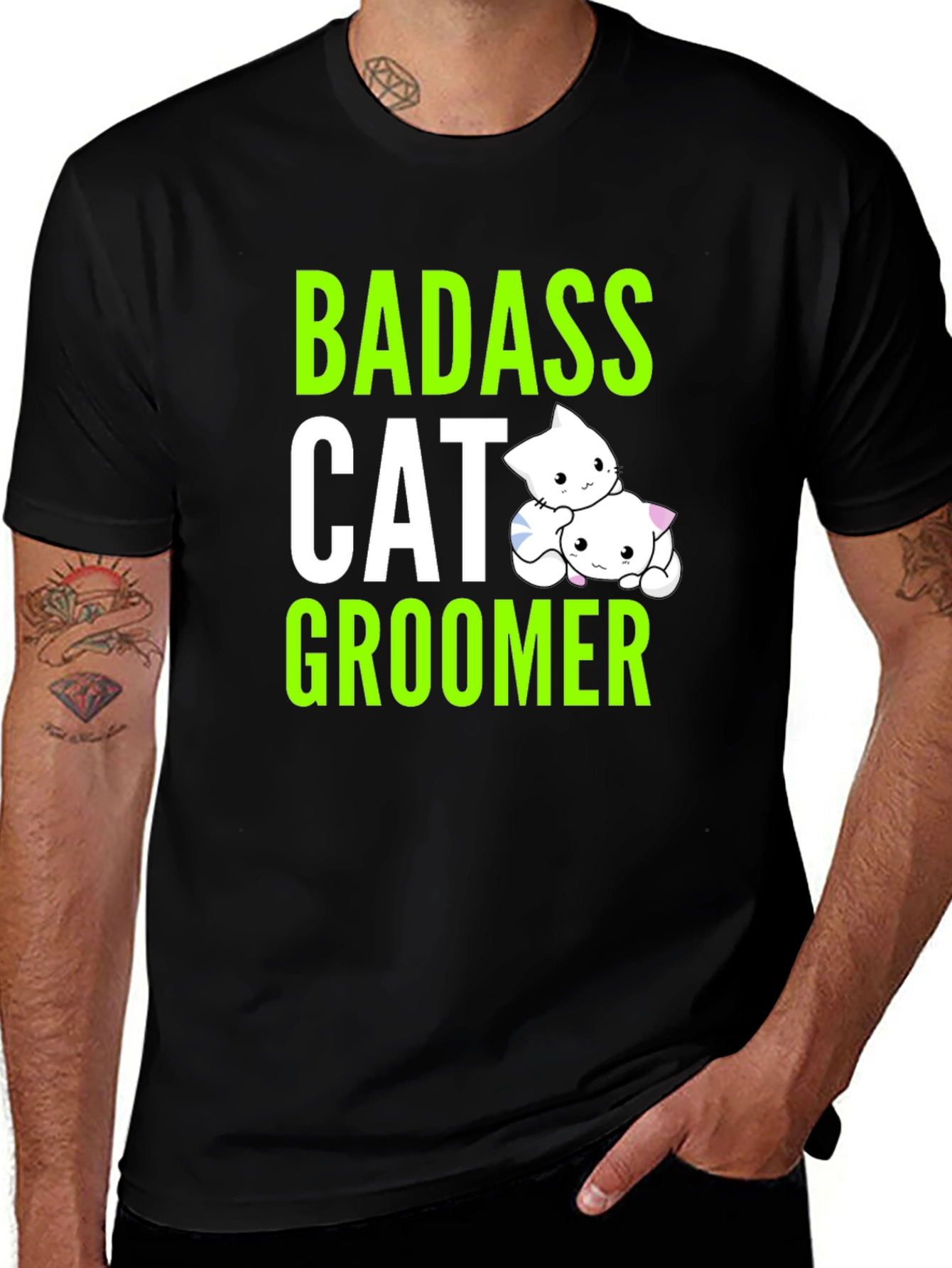 Variant 27 of Badass Cat Groomer T-Shirt - Funny Kitten Lover Tee