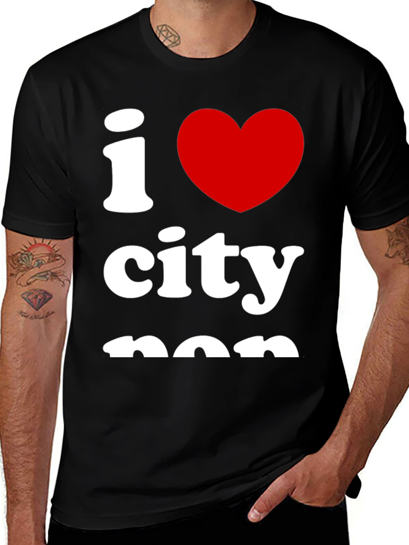 Variant 23 of I Love City Tee - Black Cotton Graphic T-Shirt