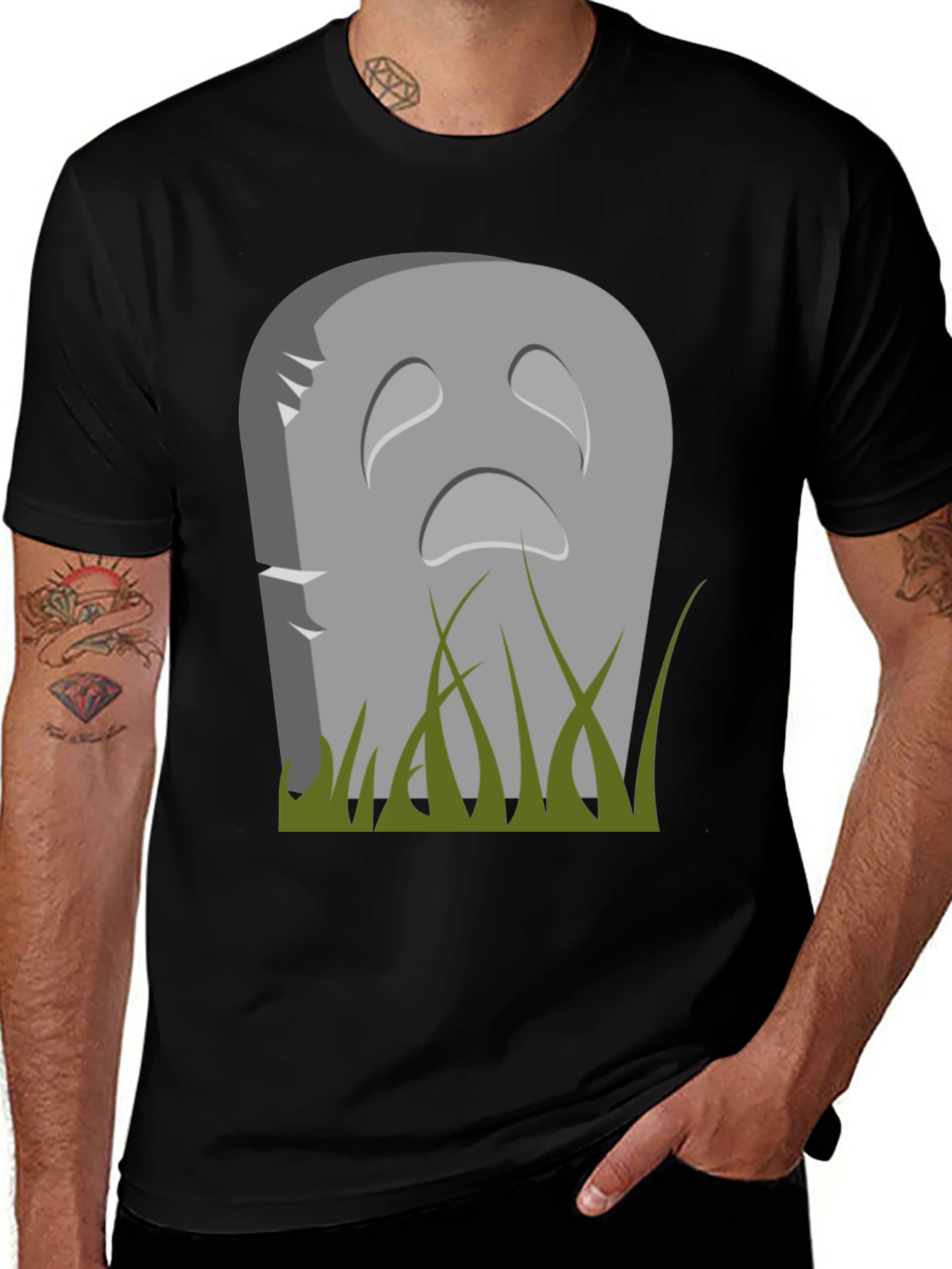 Variant 30 of Sad Tombstone Graphic Tee - Halloween Apparel