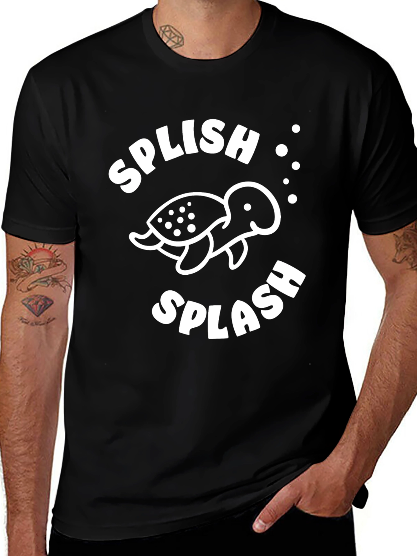 Variant 16 of Splish Splash Turtle Graphic Tee - Black