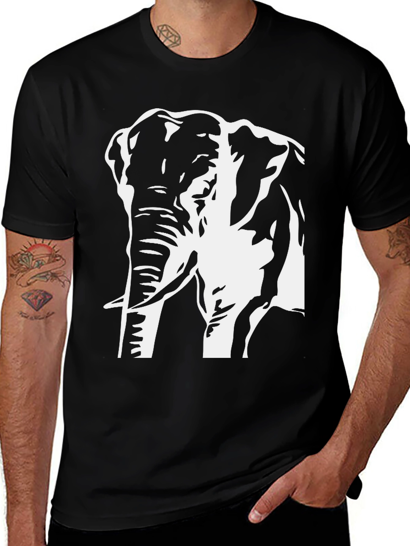 Variant 11 of Elephant Graphic Tee - Black Cotton Comfort