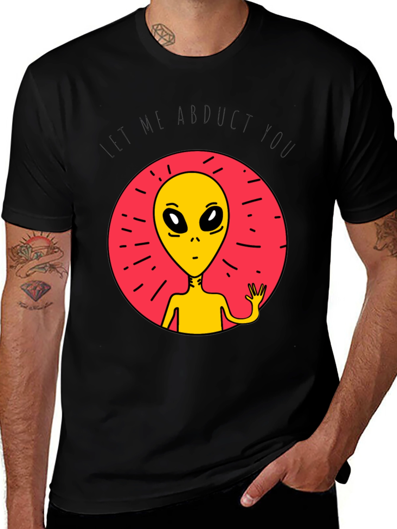 Variant 5 of Abduct Me Alien Graphic Tee - Black Cotton T-Shirt