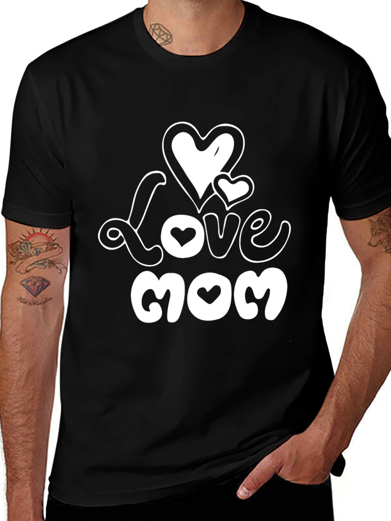 Variant 6 of Love Mom Graphic Tee - Black T-Shirt