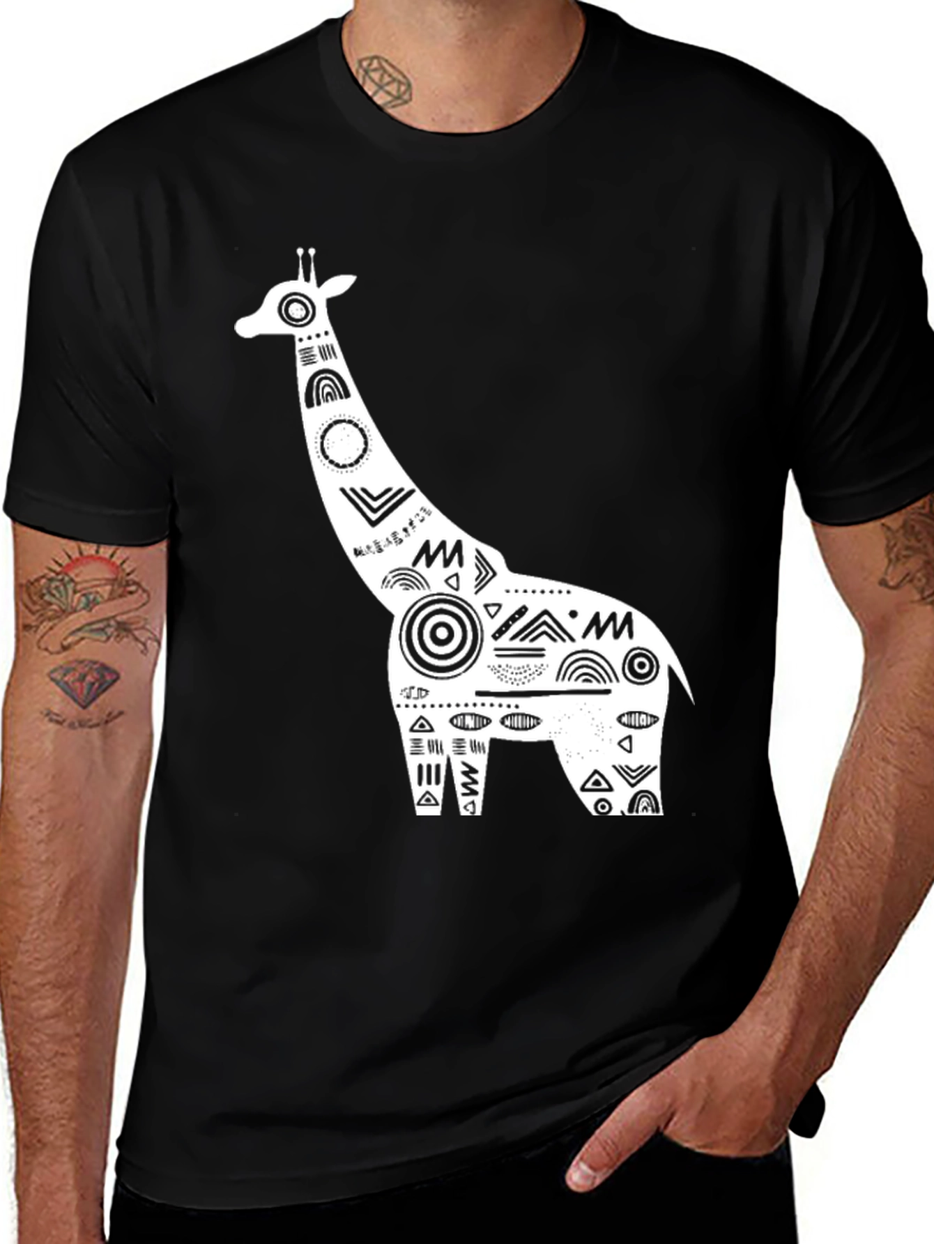 Variant 13 of Giraffe Graphic Tee - Black Cotton