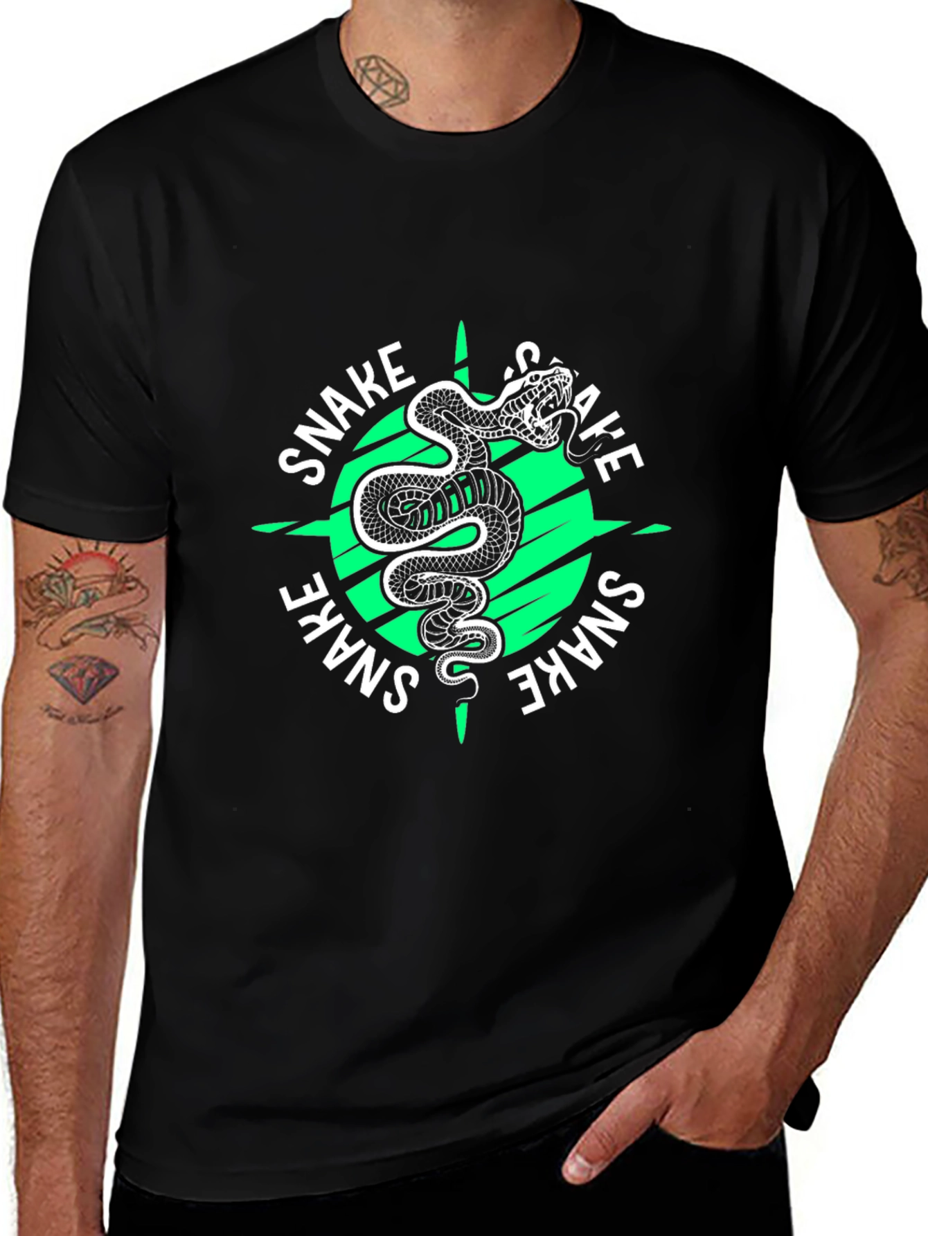 Variant 8 of Snake Graphic Tee - Bold Serpent Design