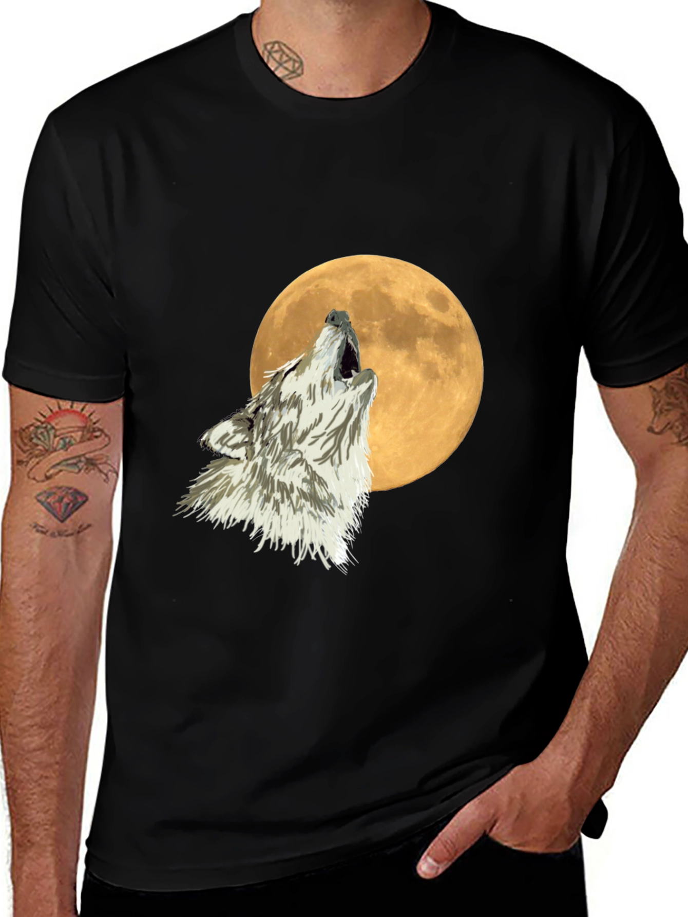 Variant 21 of Wolf Howling at the Moon Graphic T-Shirt