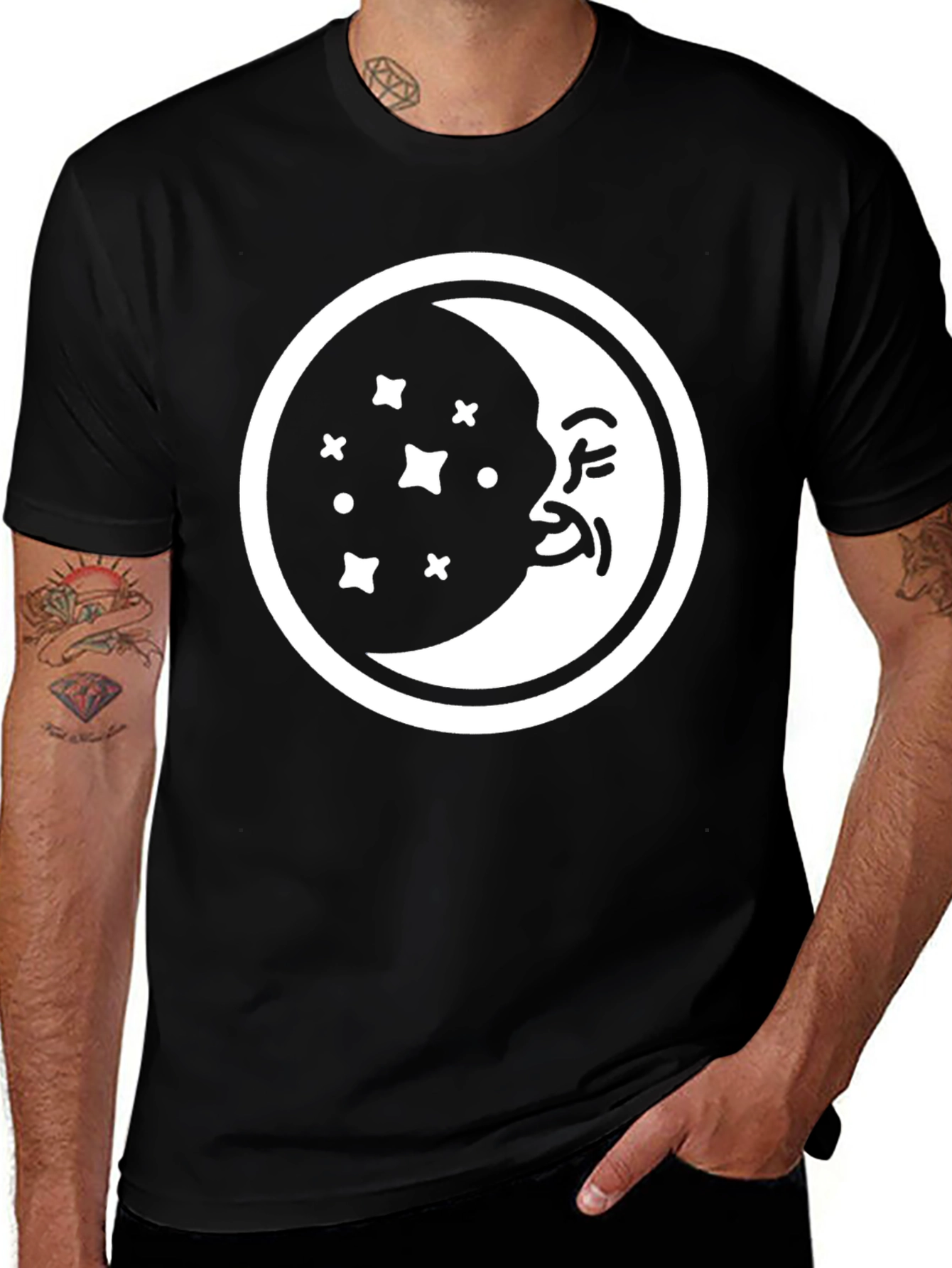 Variant 23 of Celestial Moon Face Graphic T-Shirt