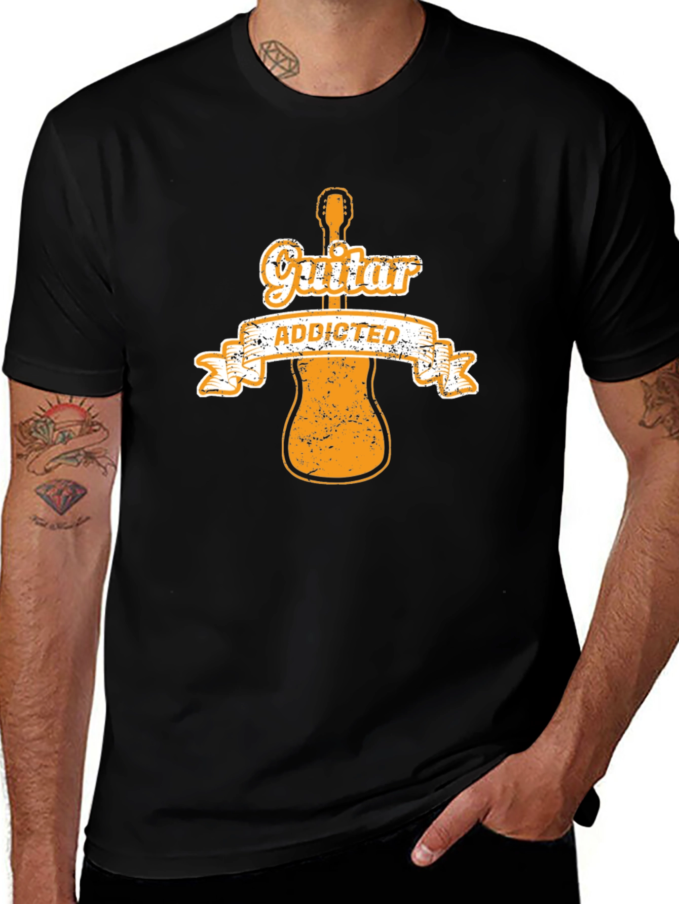 Variant 11 of Guitar Addicted Graphic Tee - Musician T-Shirt