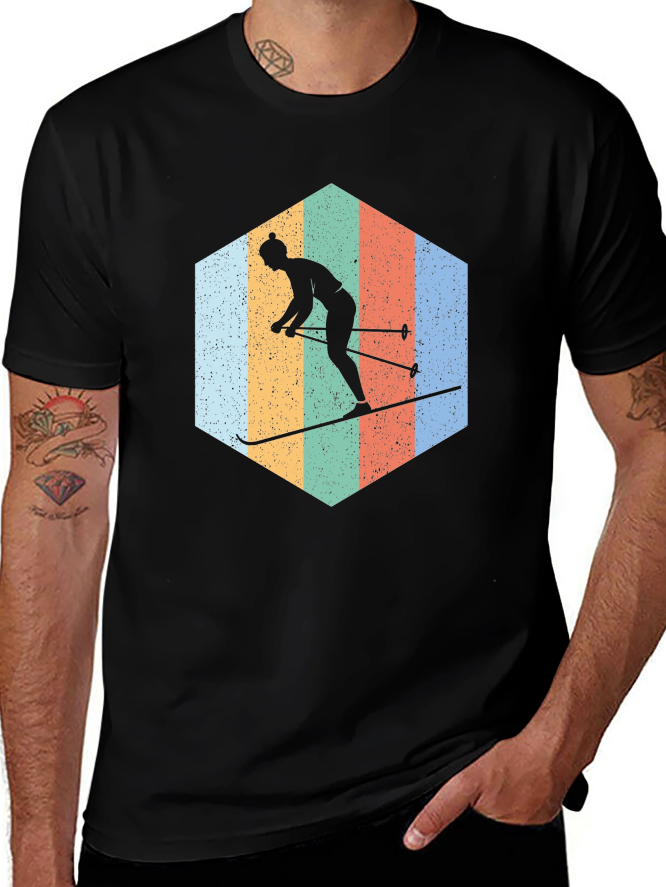 Variant 19 of Retro Skiing Silhouette Tee - Vintage Winter Sport T-Shirt