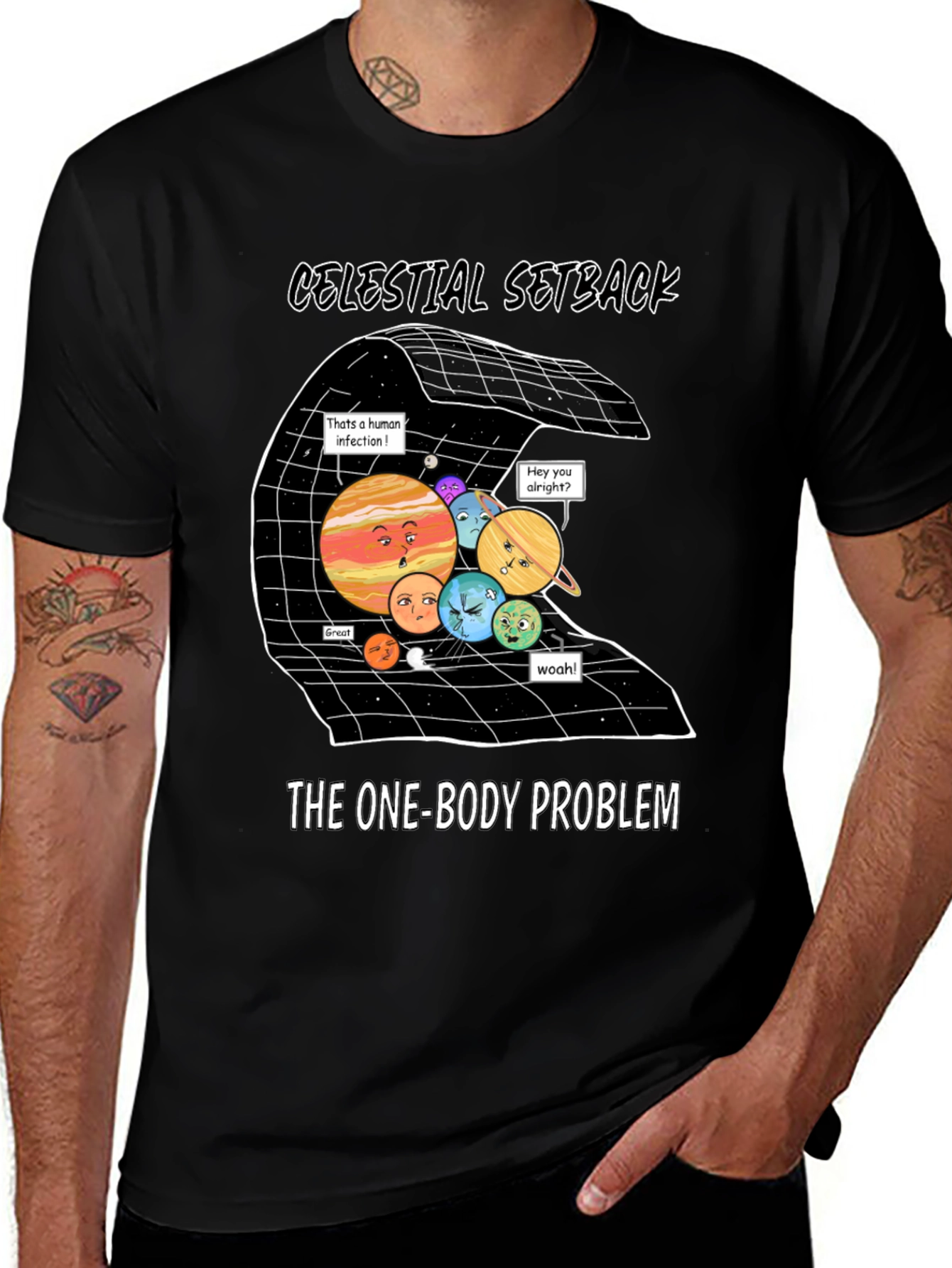 Variant 27 of Celestial Setback One-Body Problem Graphic Tee