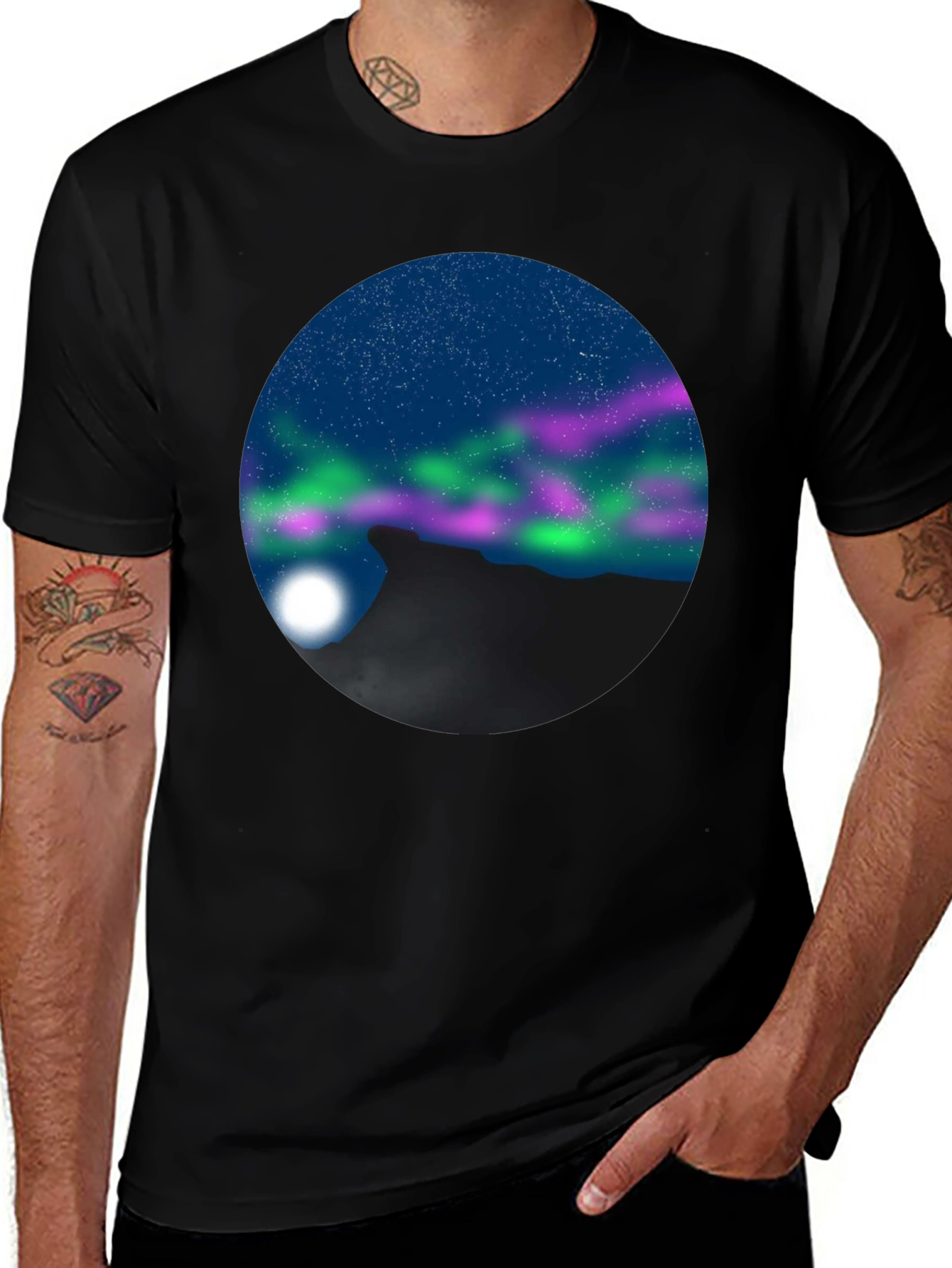 Variant 13 of Aurora Mountain Black T-Shirt