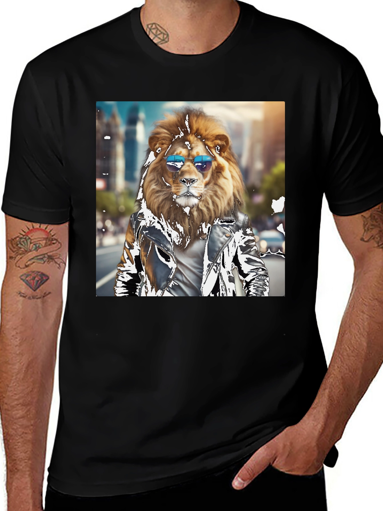 Variant 9 of Cool Lion Graphic Tee - Black