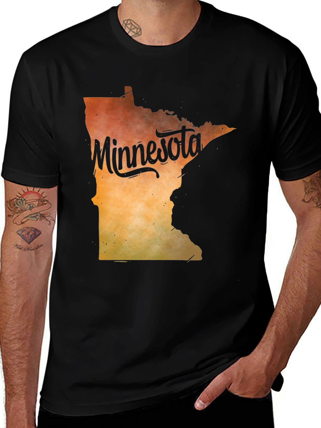 Black Minnesota State Outline Graphic T-Shirt main image