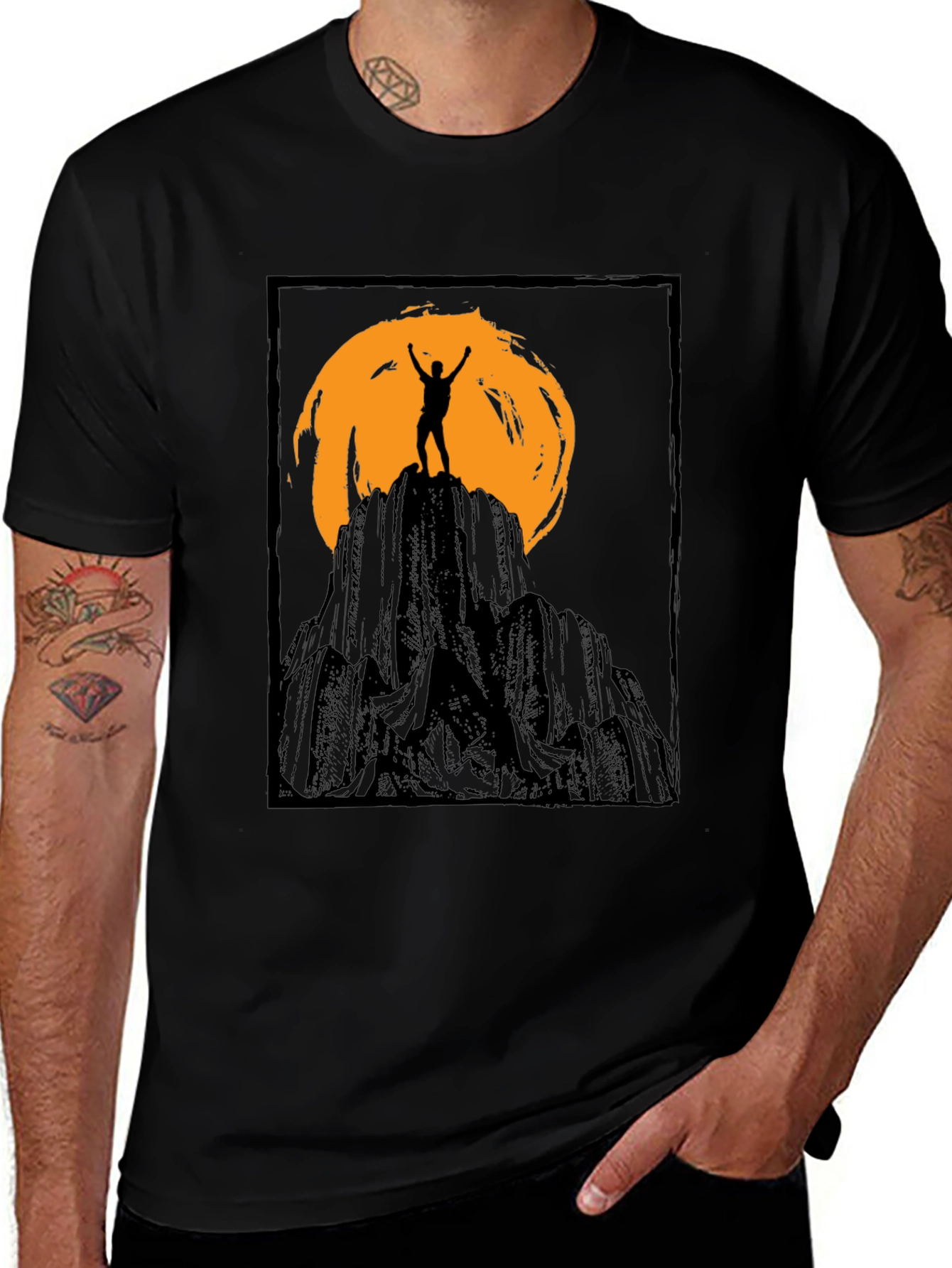 Variant 21 of Mountain Climber Silhouette Graphic Tee - Black