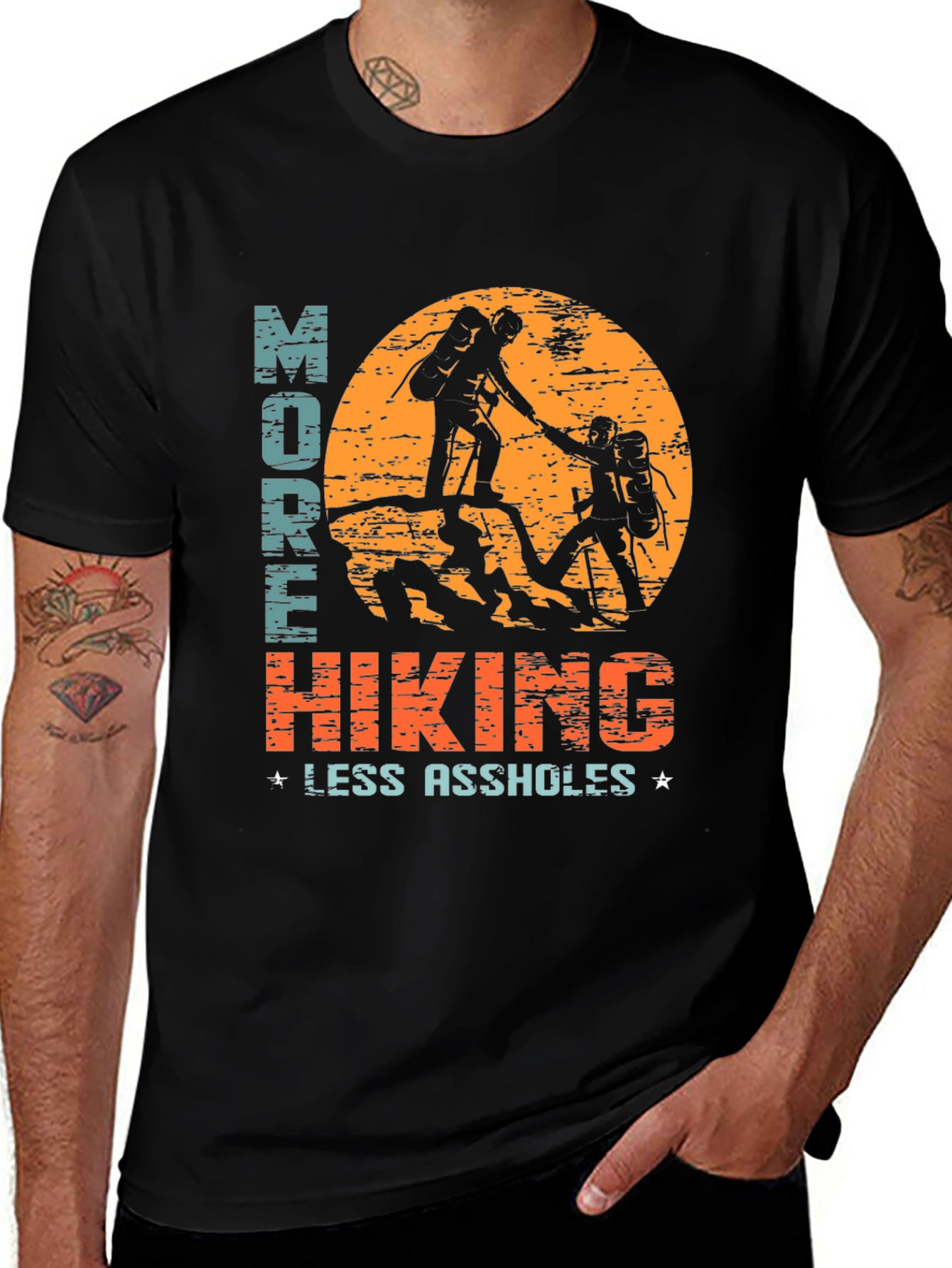 Variant 30 of More Hiking Less A**holes Black T-Shirt