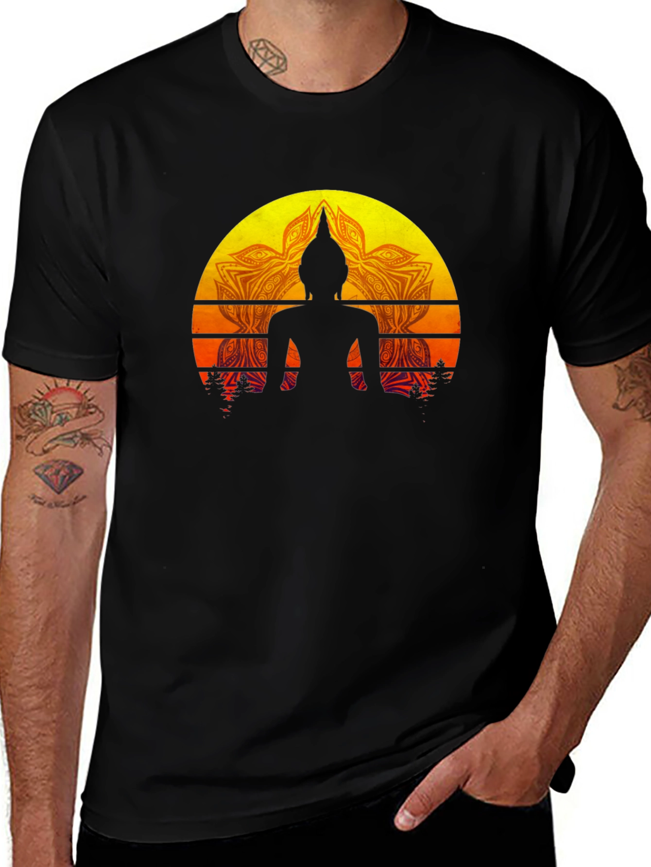 Variant 28 of Buddha Silhouette Sunset Graphic T-Shirt
