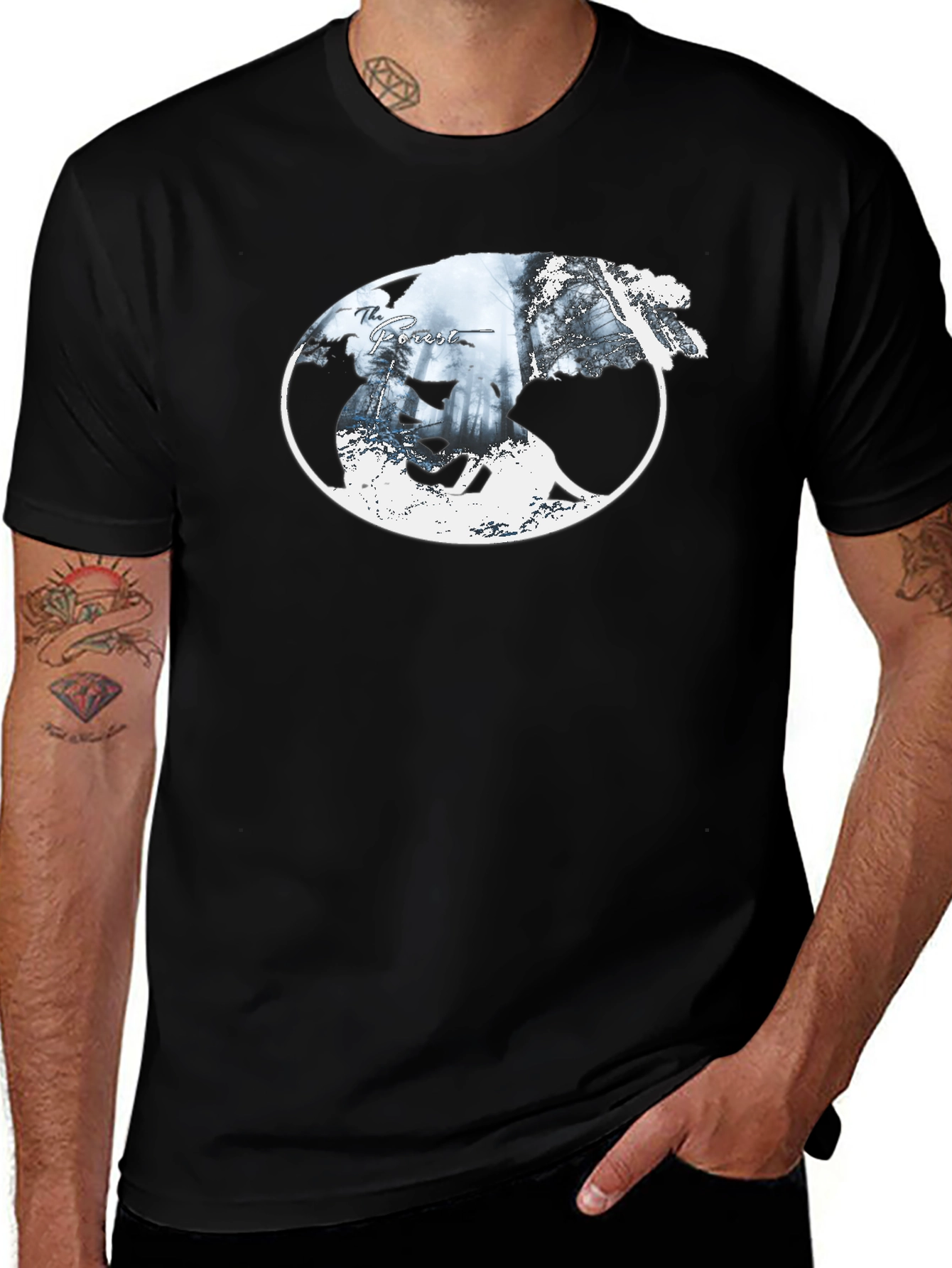 Variant 16 of The Forest Graphic Print Black T-Shirt