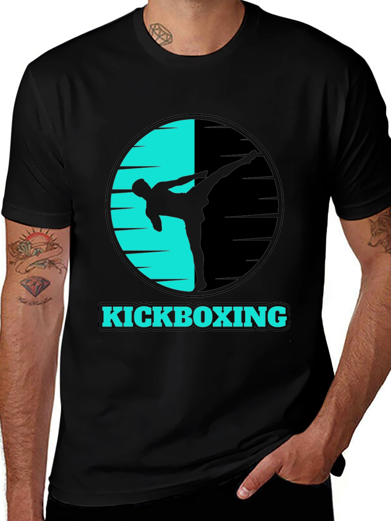 Variant 7 of Kickboxing Graphic Tee - Sporty Black T-Shirt