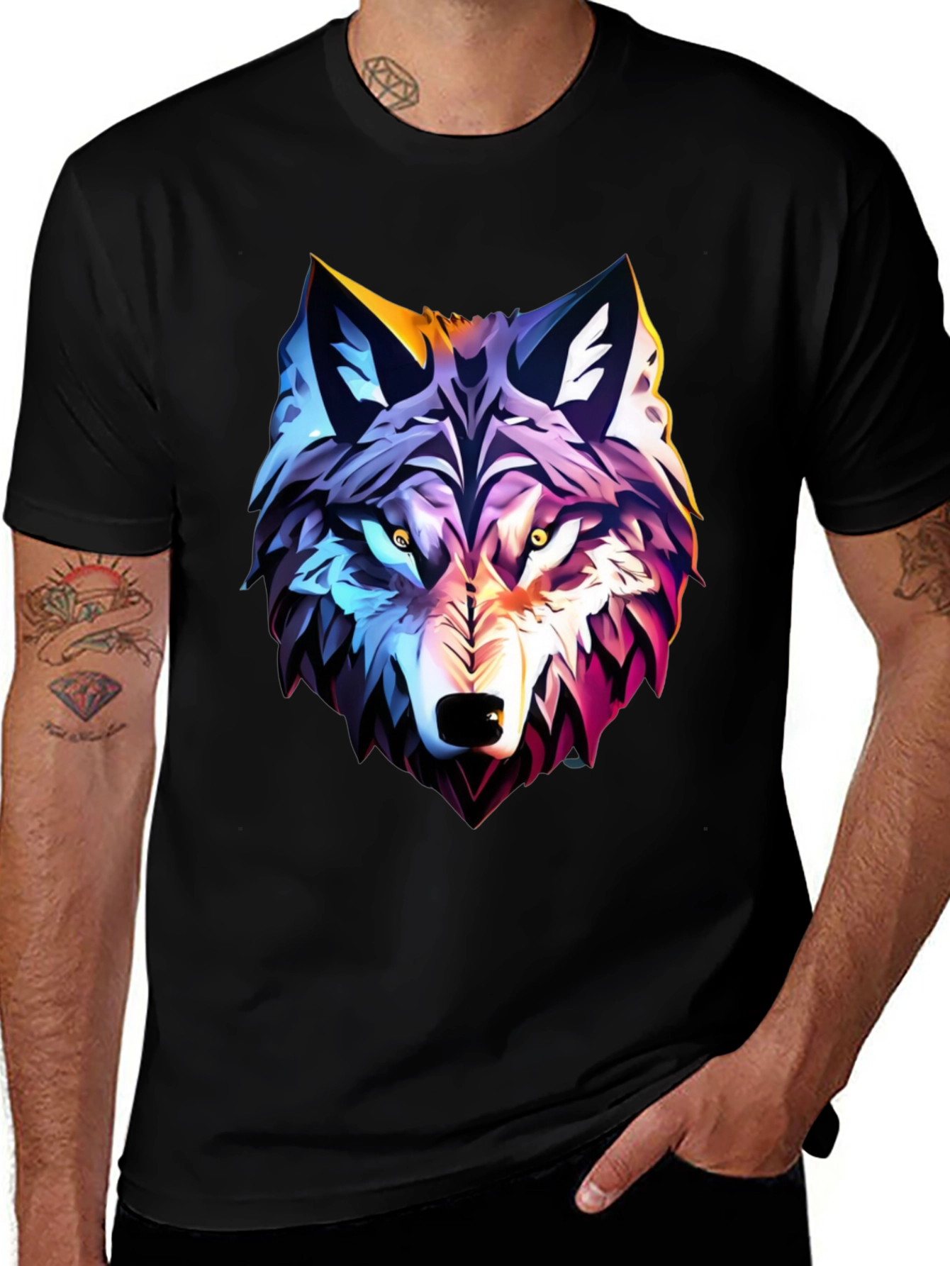 Variant 10 of Bold Wolf Graphic Tee - Black