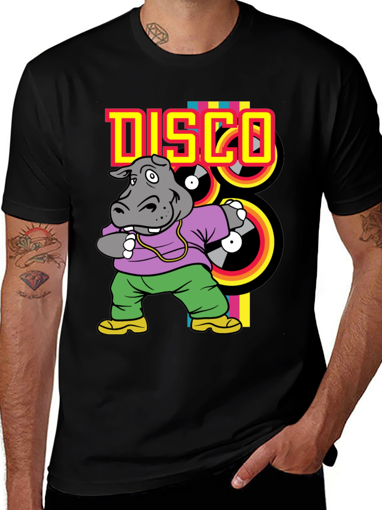 Variant 19 of Disco Hippo T-Shirt - Retro Style