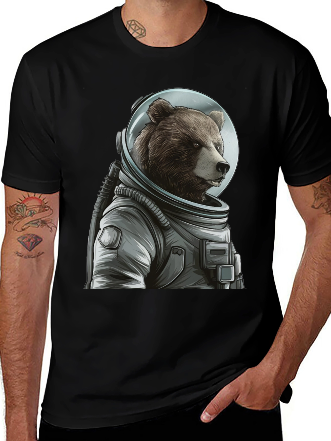 Variant 2 of Bear Astronaut Graphic T-Shirt - Space Explorer