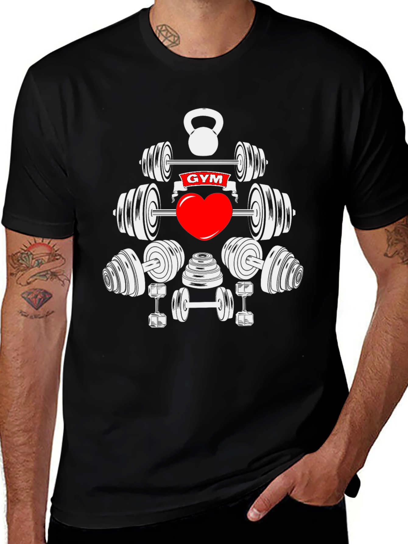 Variant 24 of Gym & Heart Graphic Tee - Black Cotton T-Shirt