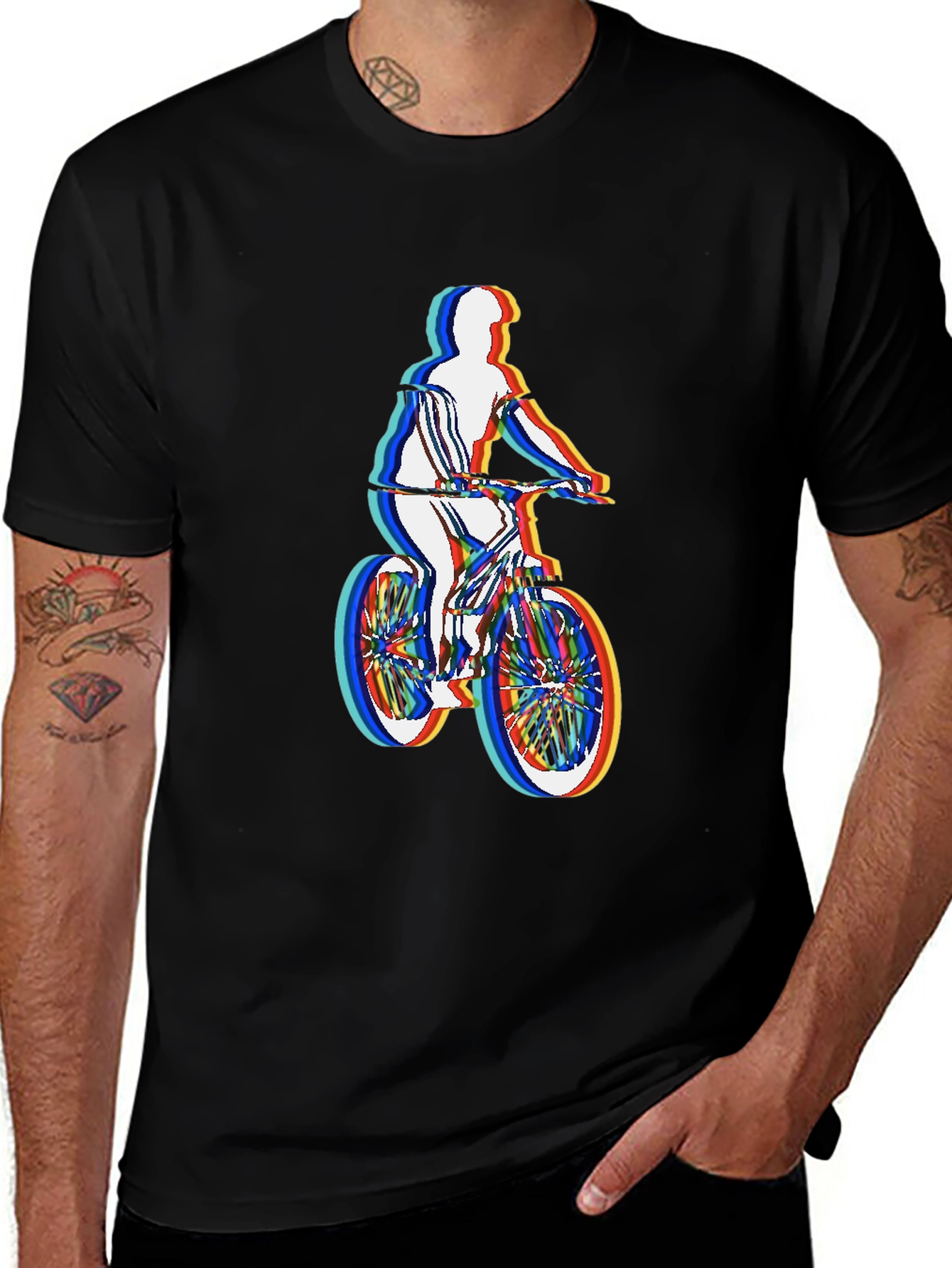 Variant 5 of Men's Black T-Shirt - Retro Cycling Graphic