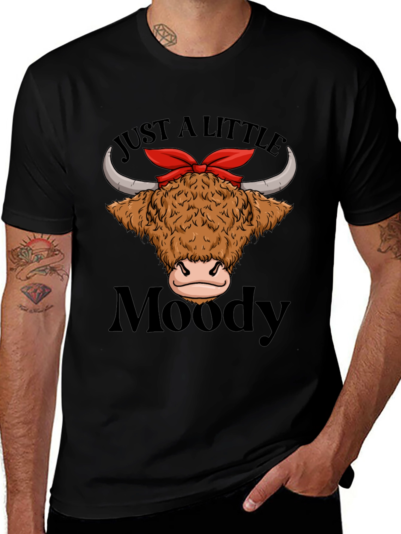 Variant 8 of Moody Highland Cow T-Shirt Funny Graphic Tee