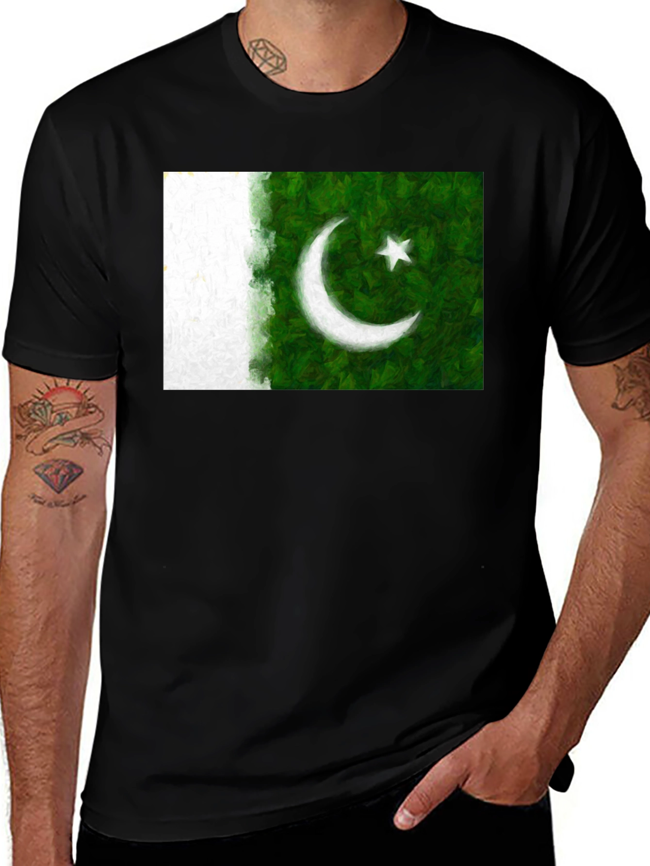 Variant 13 of Pakistan Flag Graphic Print Black T-Shirt