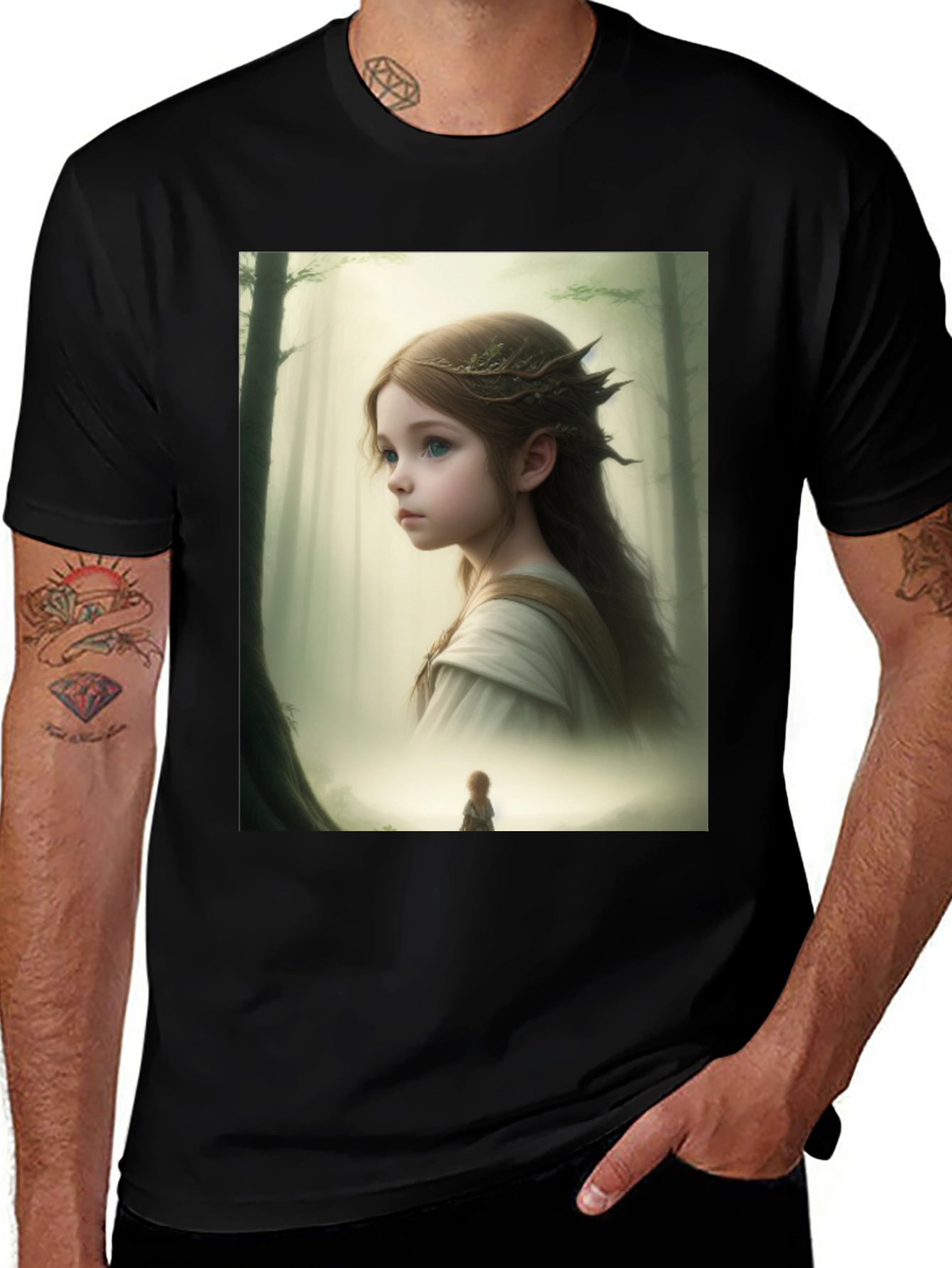 Variant 24 of Fantasy Forest Girl T-Shirt - Artistic Graphic Tee