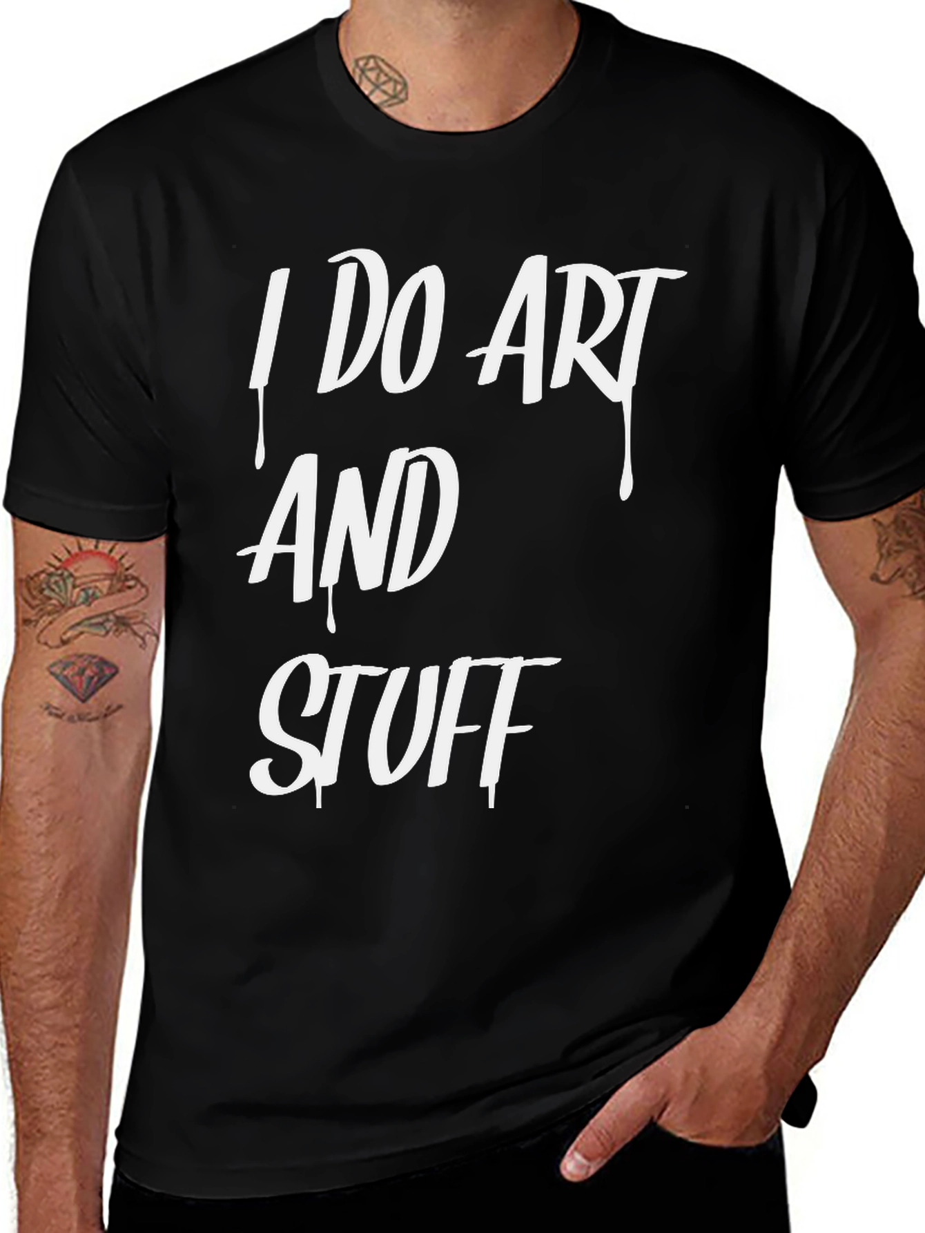 Variant 8 of I Do Art and Stuff Graphic Tee - Casual Black T-Shirt