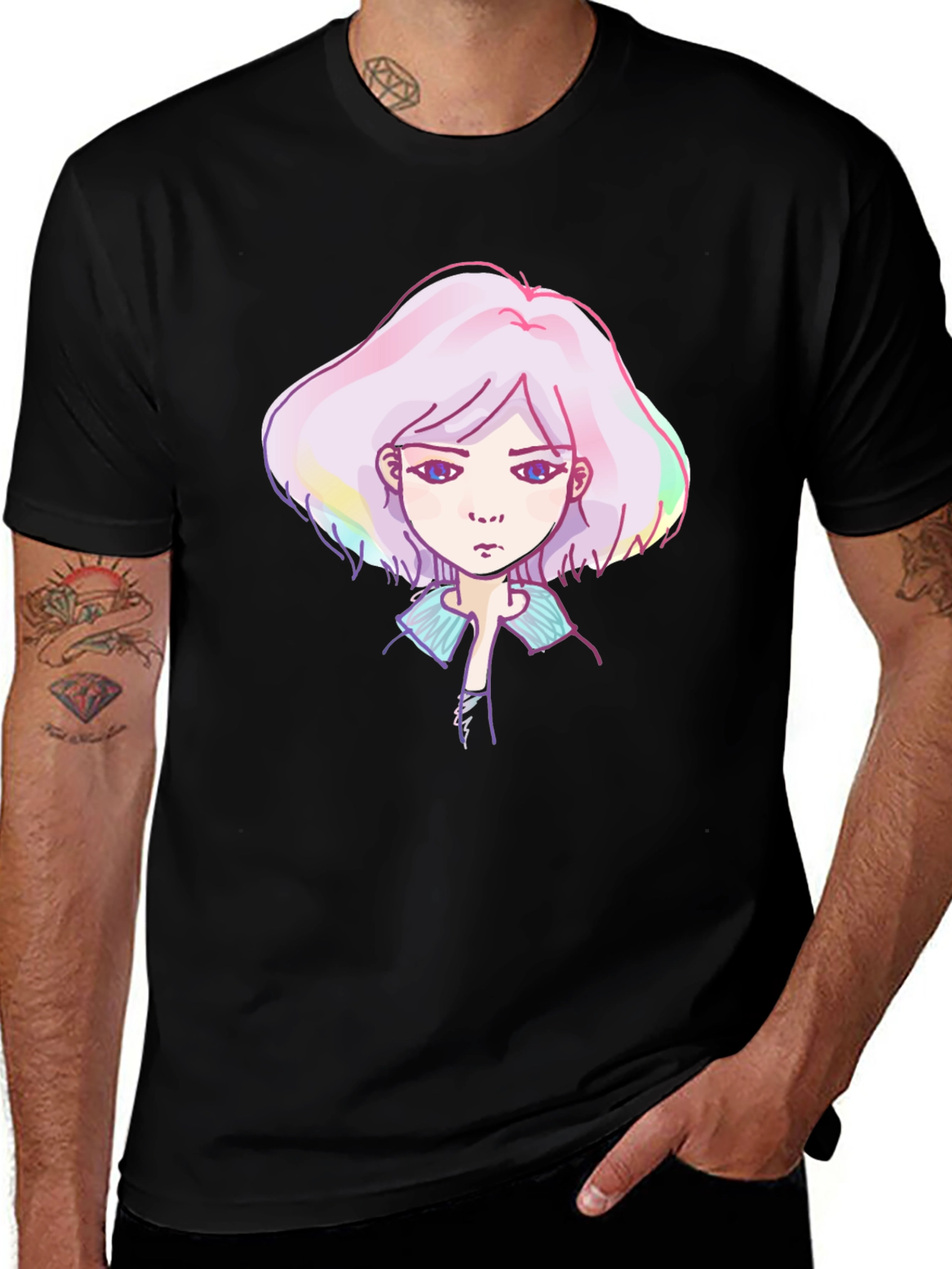 Anime Girl Graphic Black T-Shirt